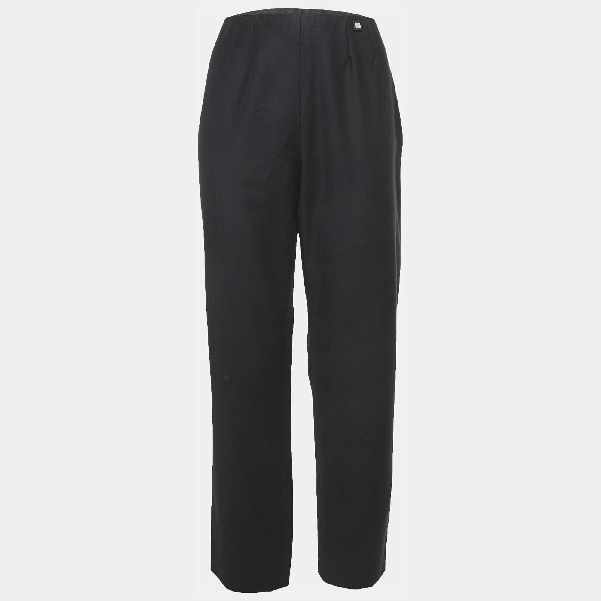 Chanel Black Wool Straight Leg Trousers L