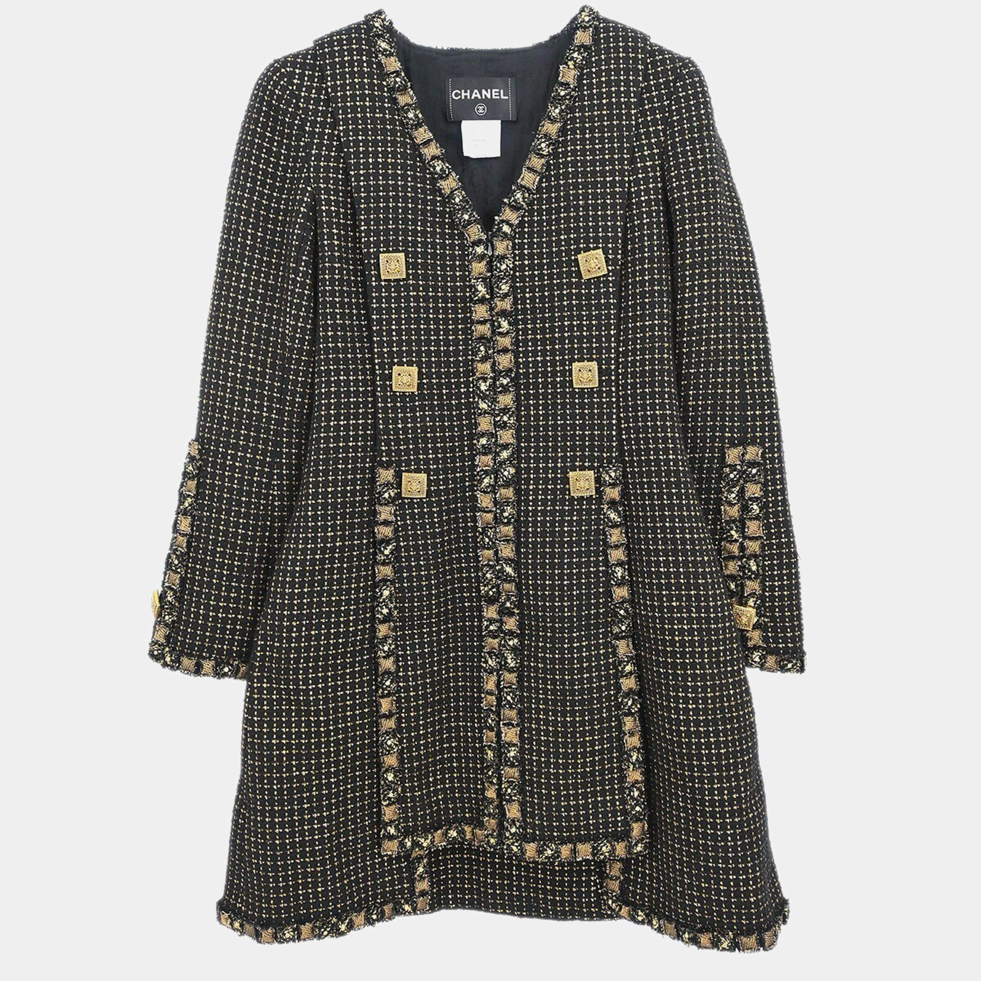 Chanel Black Tweed Coat 