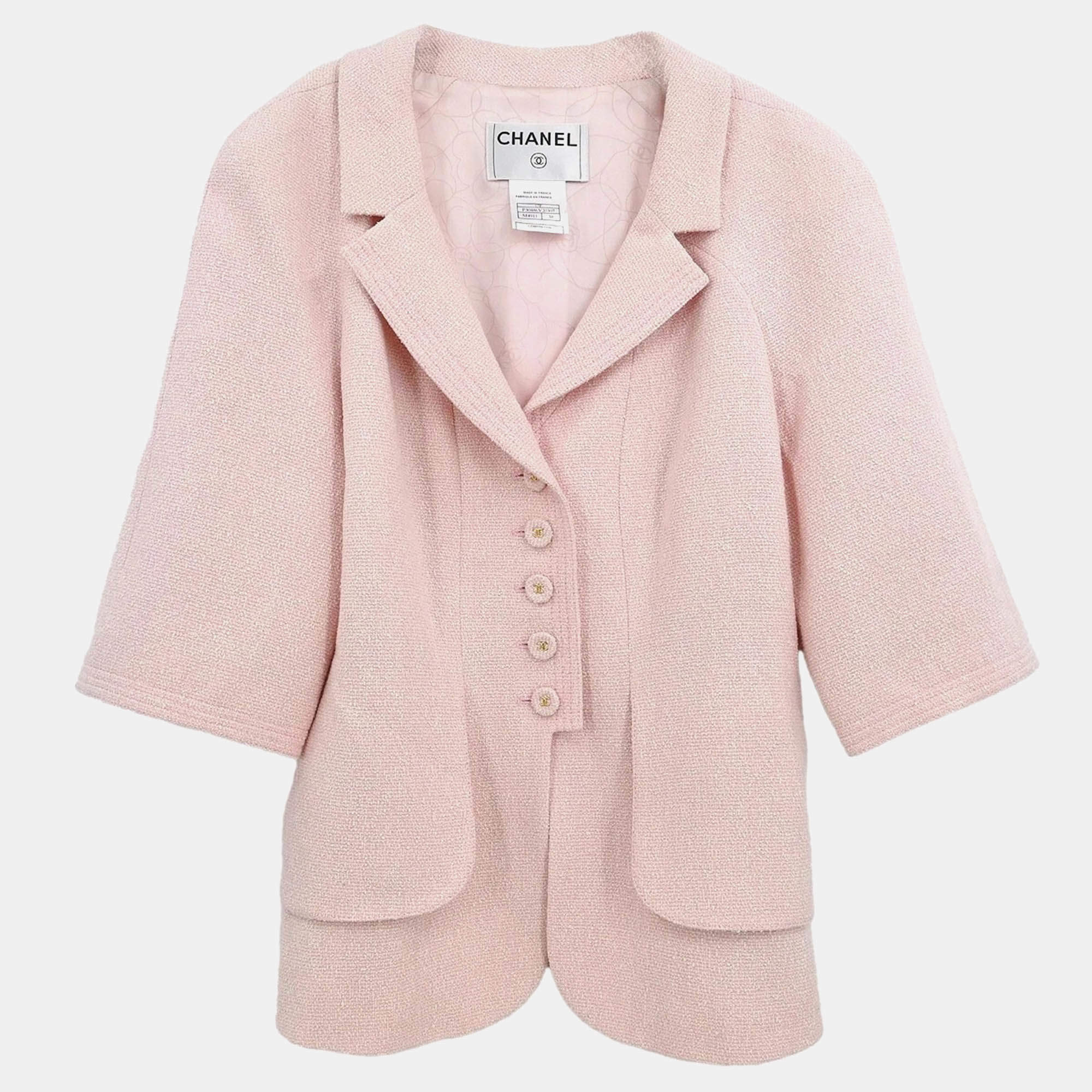 Chanel Single Breasted Jacket Pink 07P FR 38