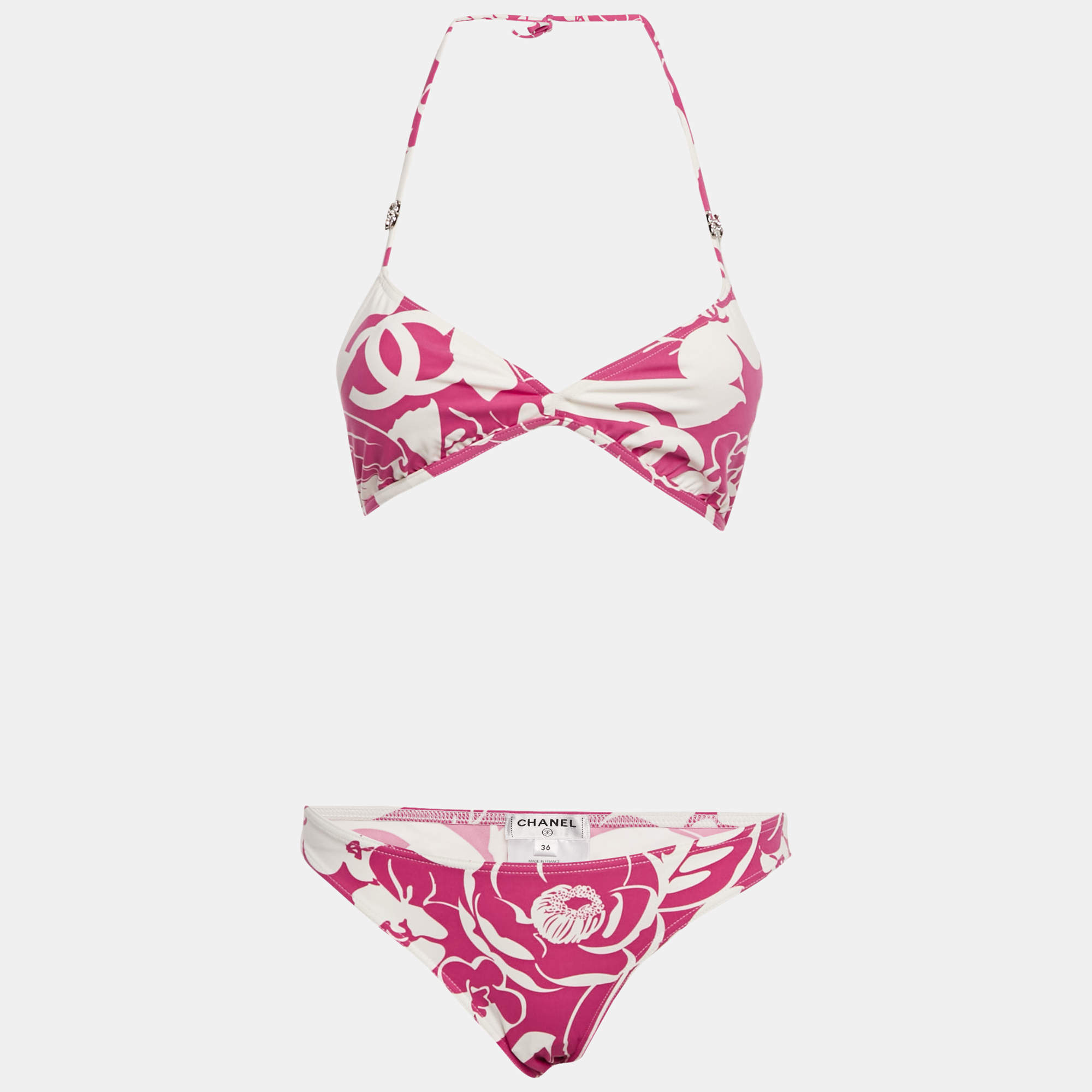 Chanel Pink Printed Jersey Bikini Set S