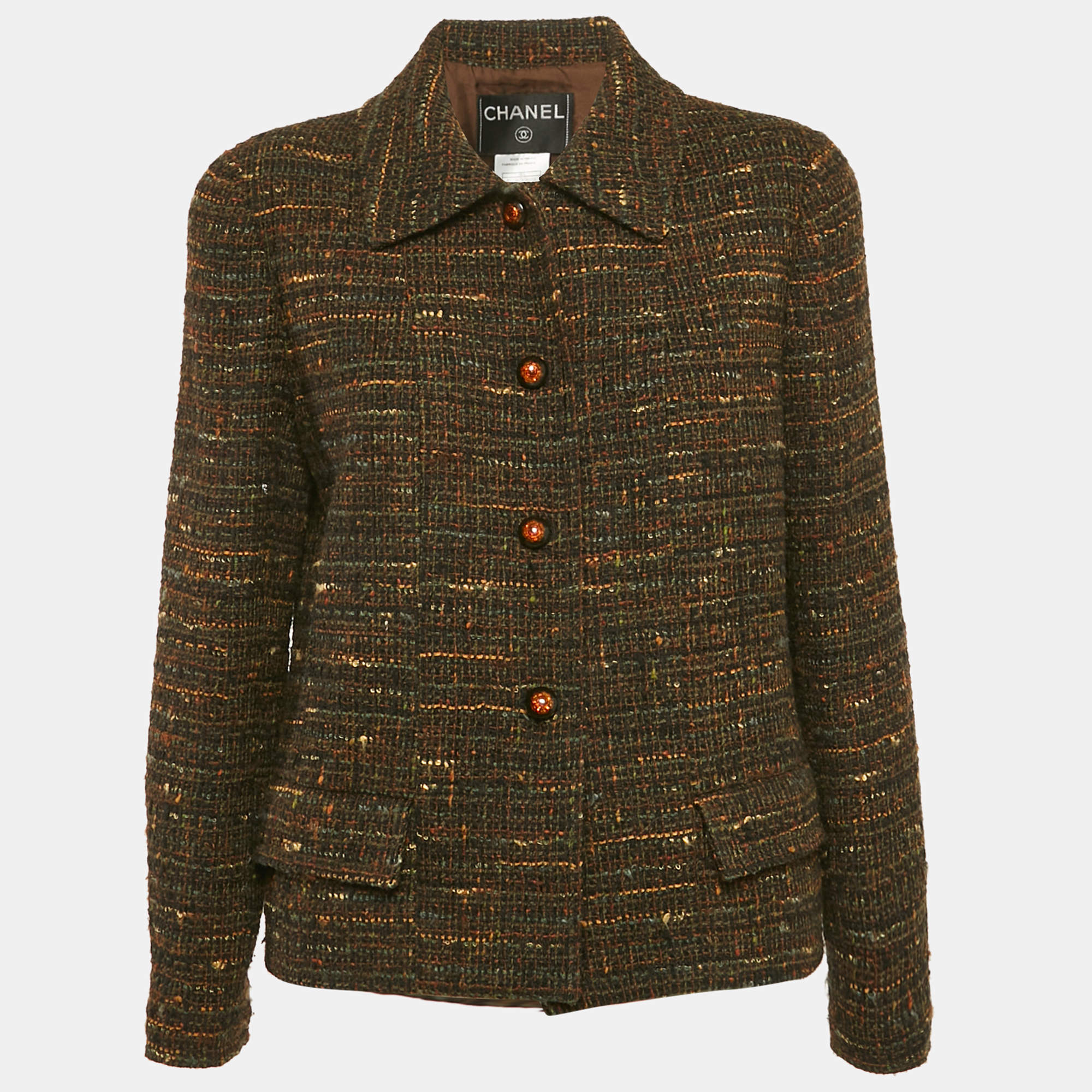 Chanel Multicolor Tweed Buttoned Jacket L