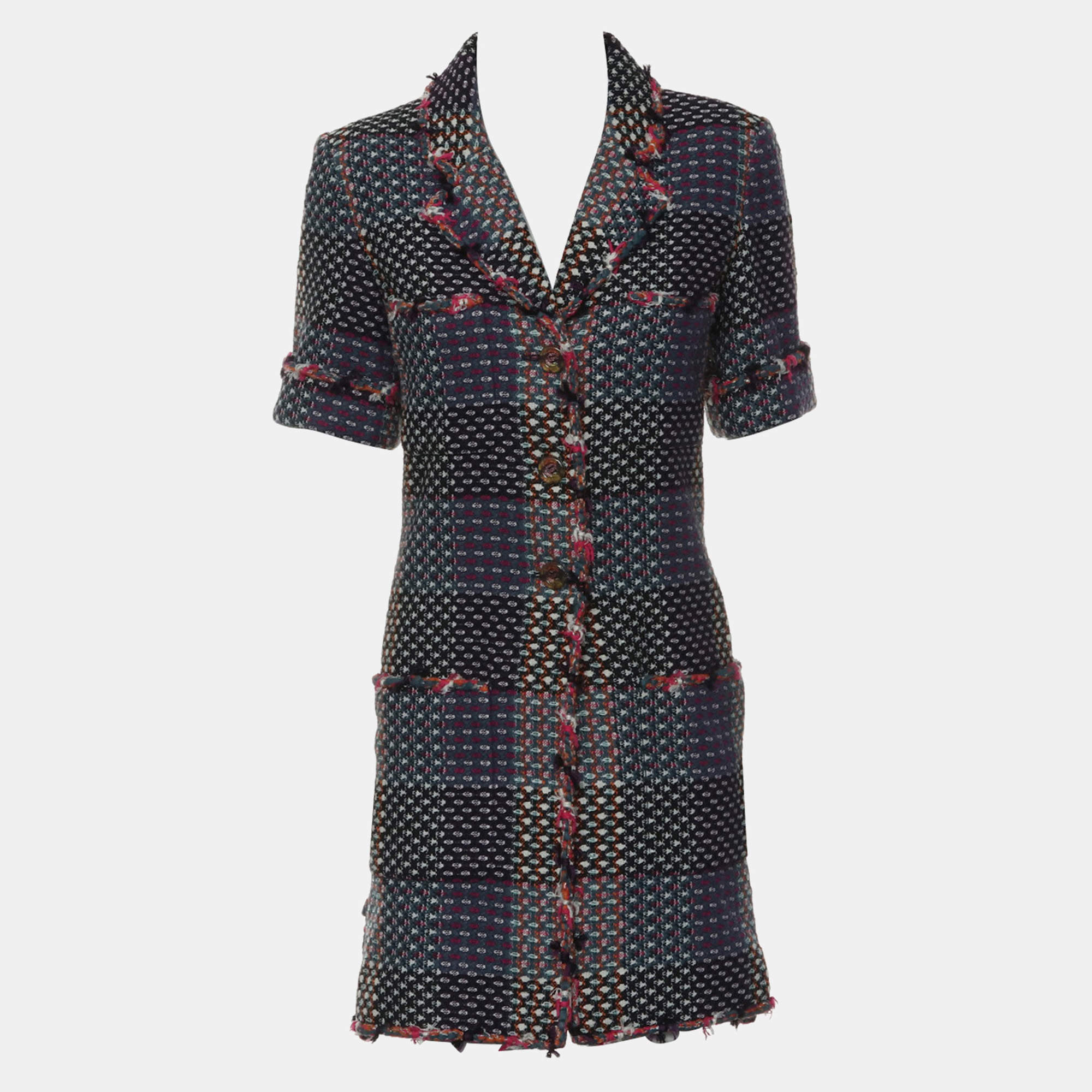 Pre Owned Chanel Tweed Long Jacket