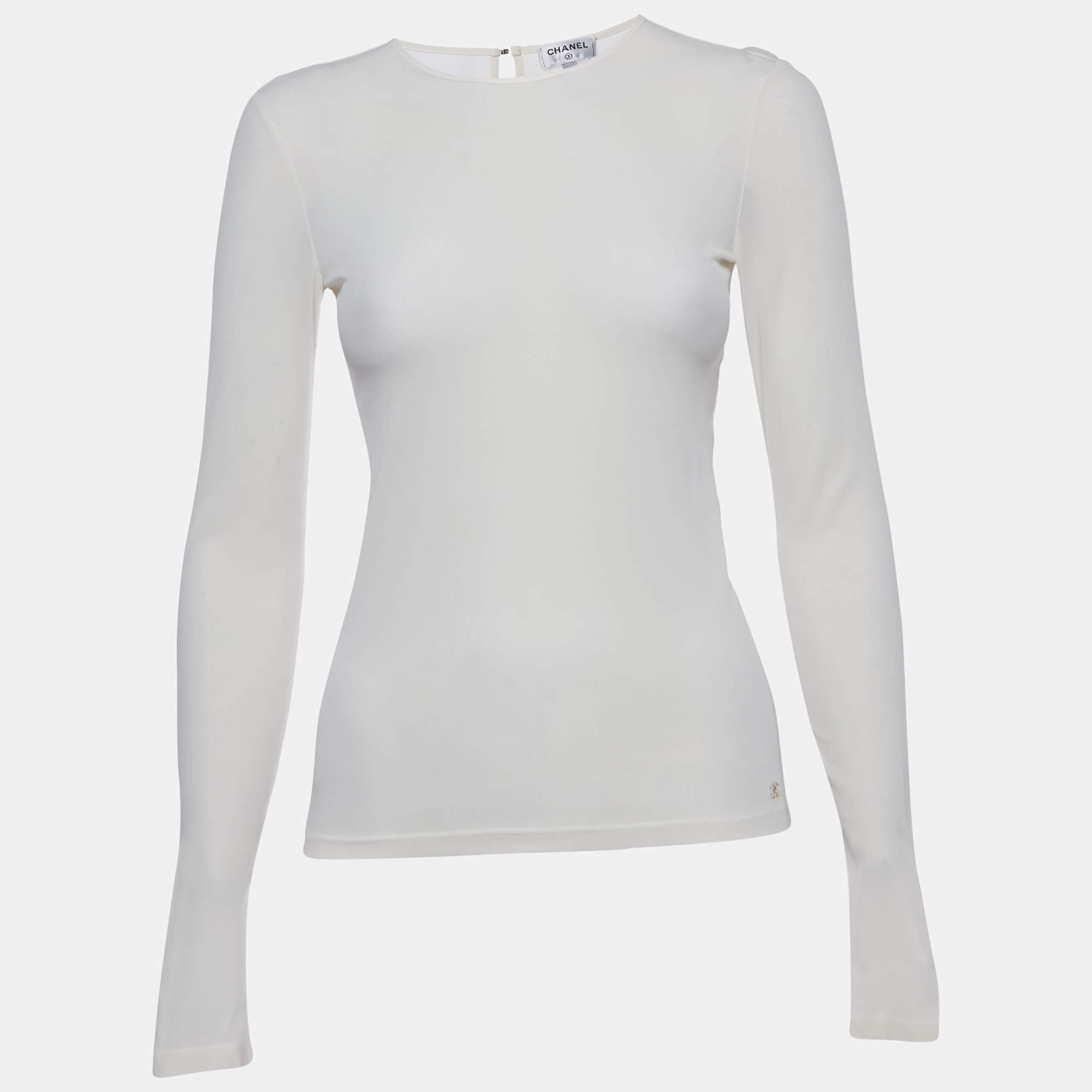 Chanel Pink/White Stripe Rib Knit Band Collar Top S Chanel | TLC