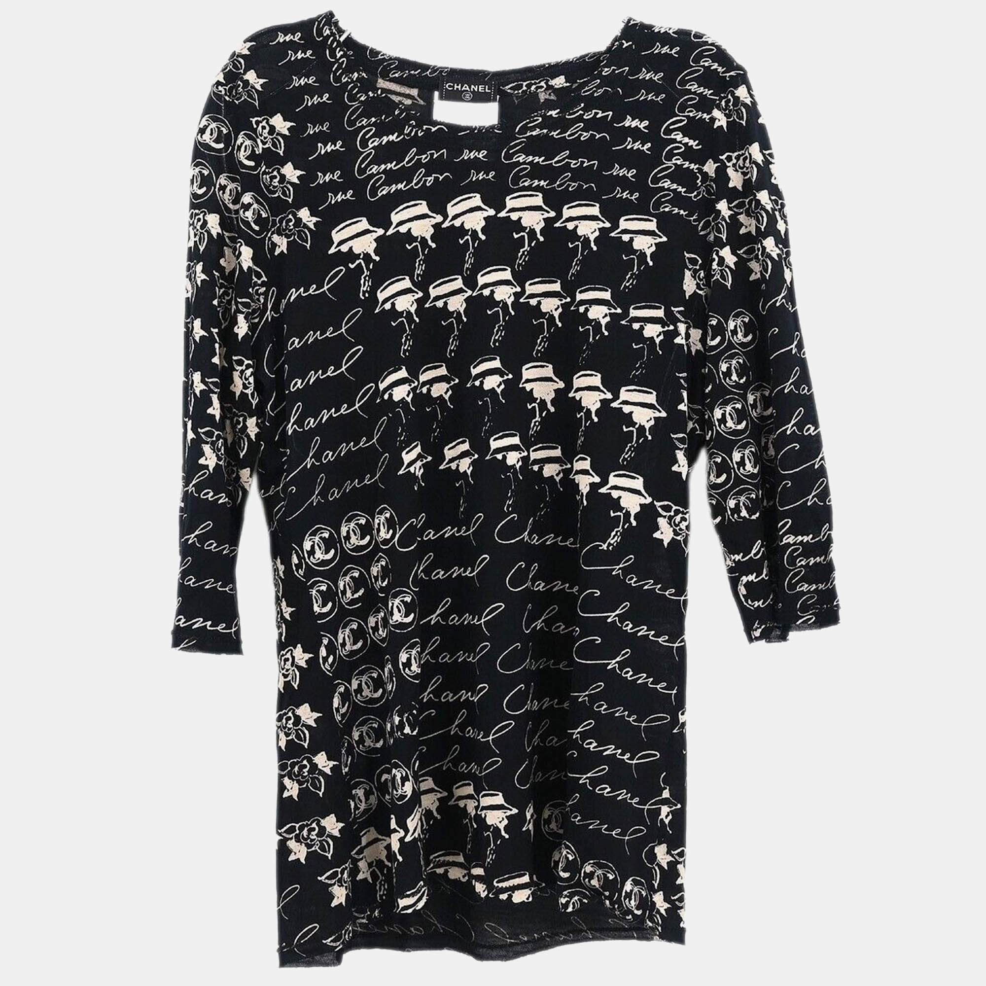 Pre Owned توب شانيل قماش مادل أسود مقاس 34