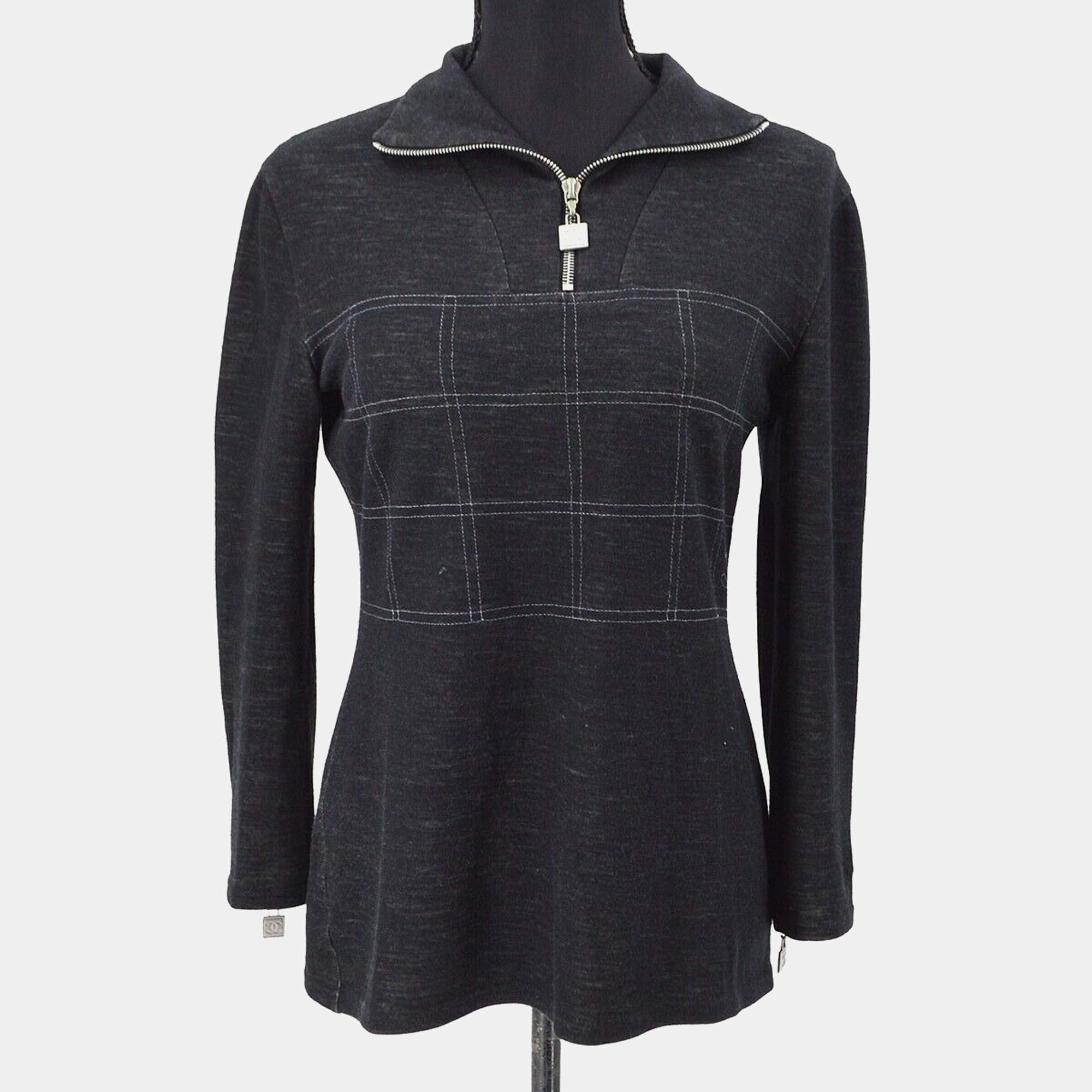 Pre Owned Chanel Sport Line Long Sleeve Top Gray 03A #38