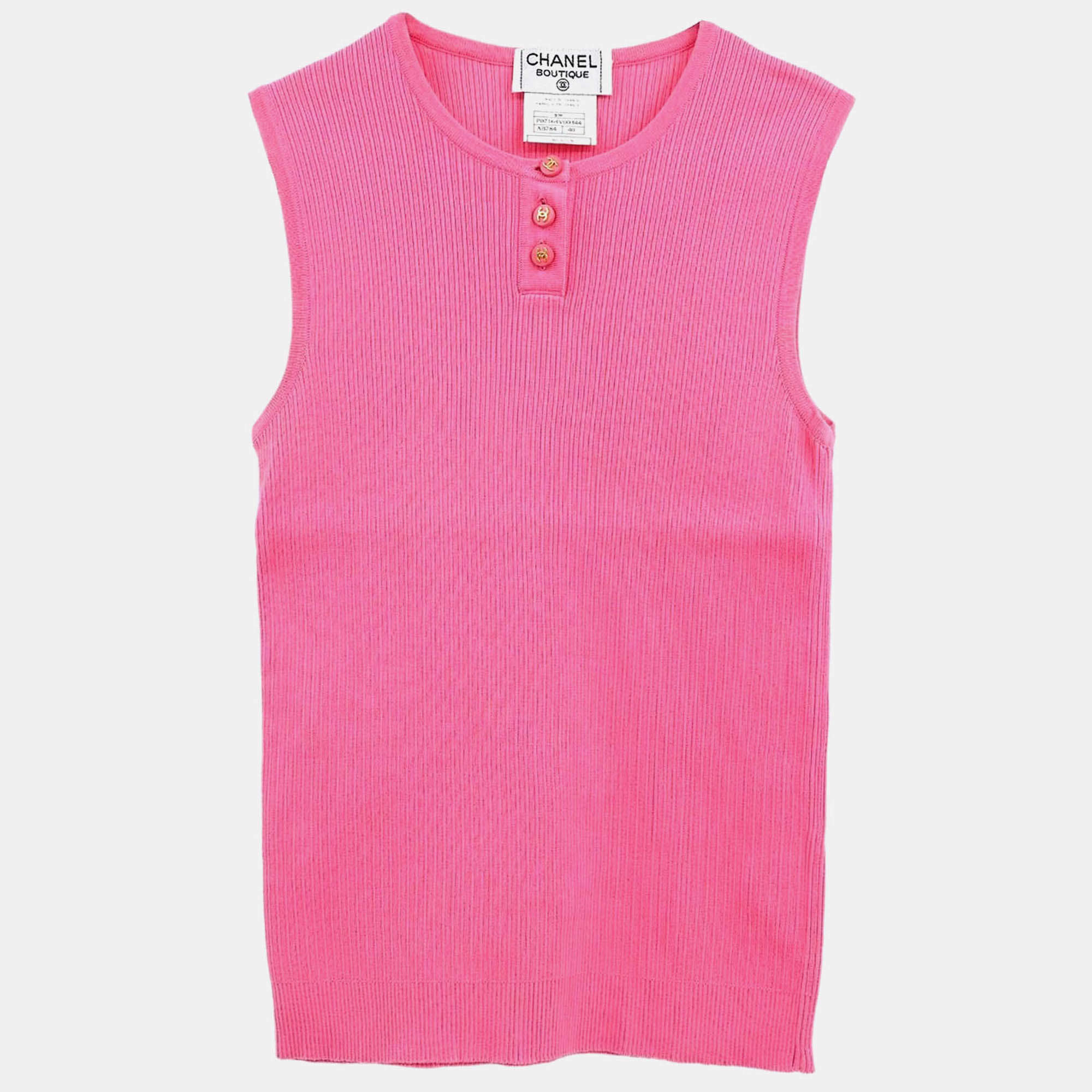 Pre Owned Chanel Sleeveless Tank Top Pink 97P #40