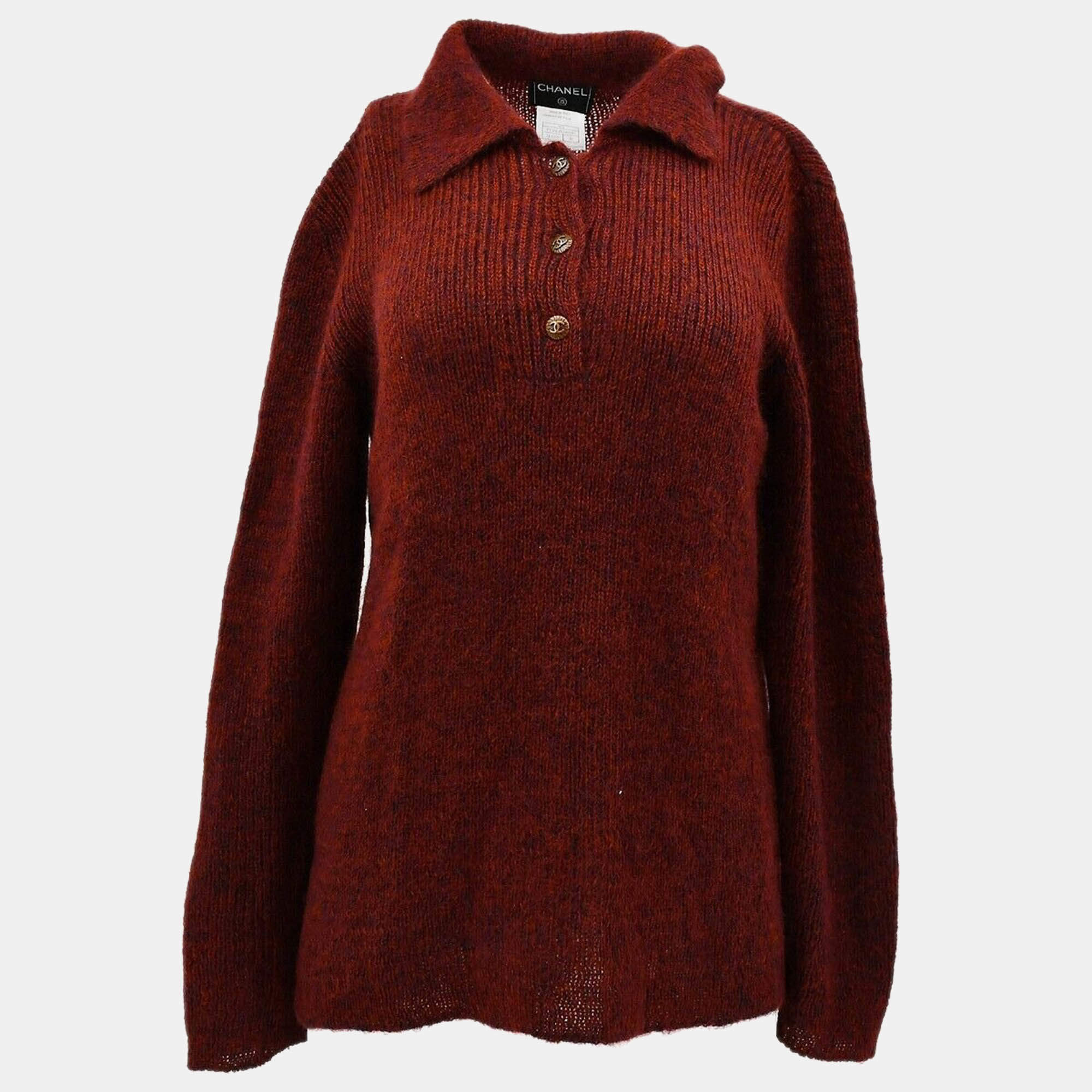 Pre Owned بلوزة شانيل بنية 98A مقاس 38