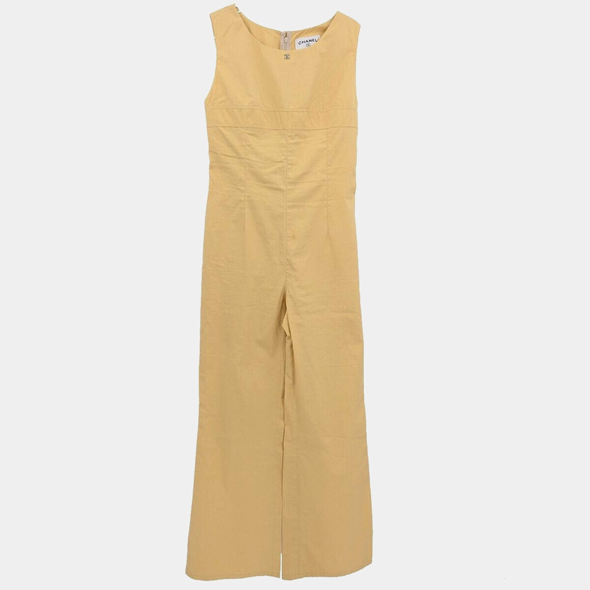 Pre Owned Chanel Sleeveless jumpsuit Yellow Size 38