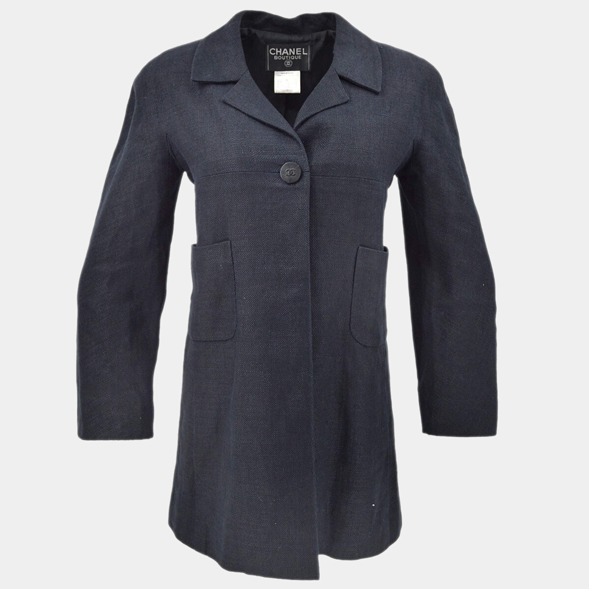 مملوكة مسبقًا Chanel Single Breasted Jacket Black 98C #38