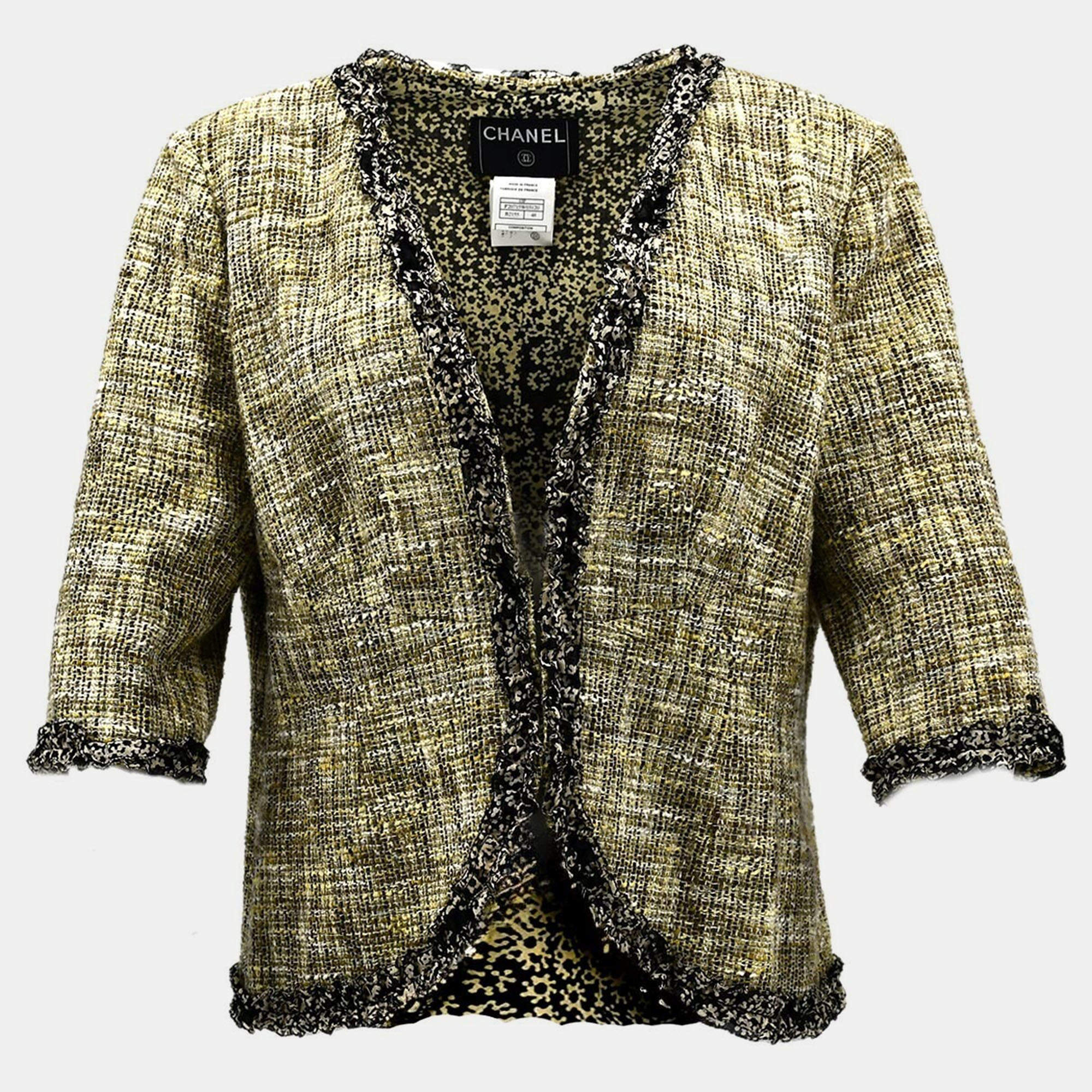 Pre Owned جاكيت شانيل بدون ياقة بيج 03P #48