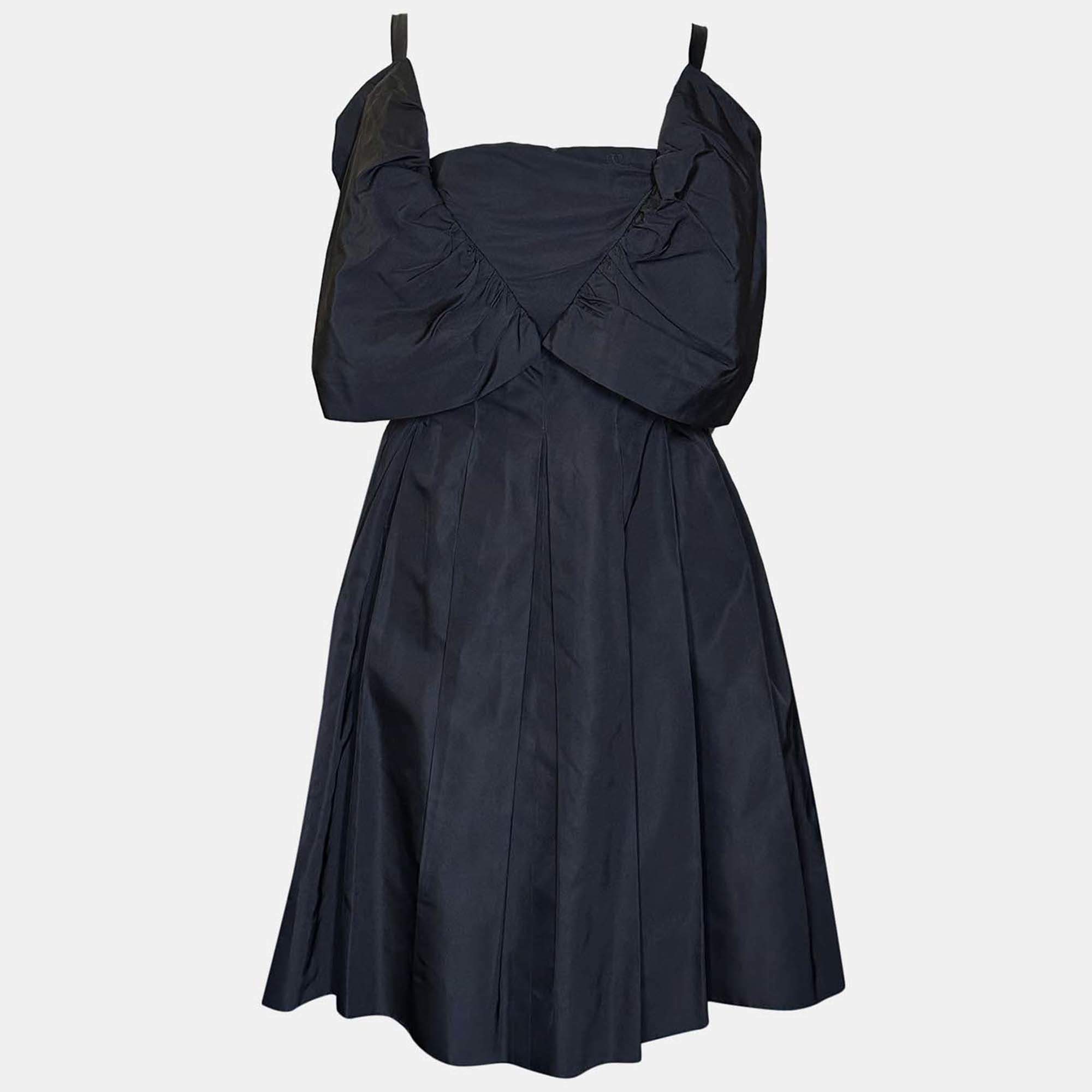 Pre Owned Chanel 06P Pleated Black Silk Short Dress