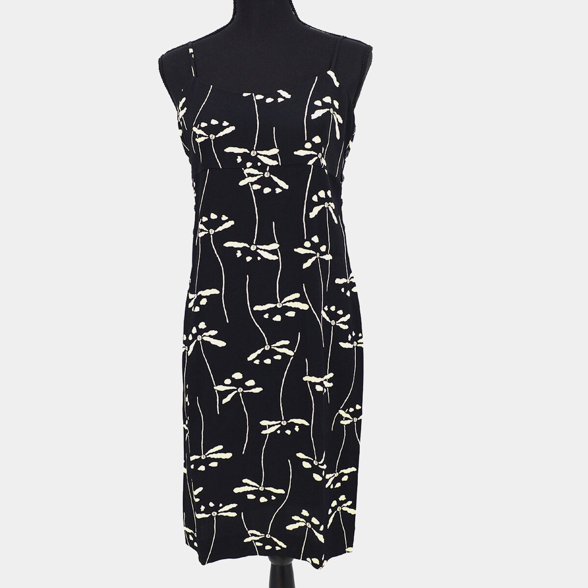 Pre Owned Chanel Sleeveless Black Dress Women Size 42