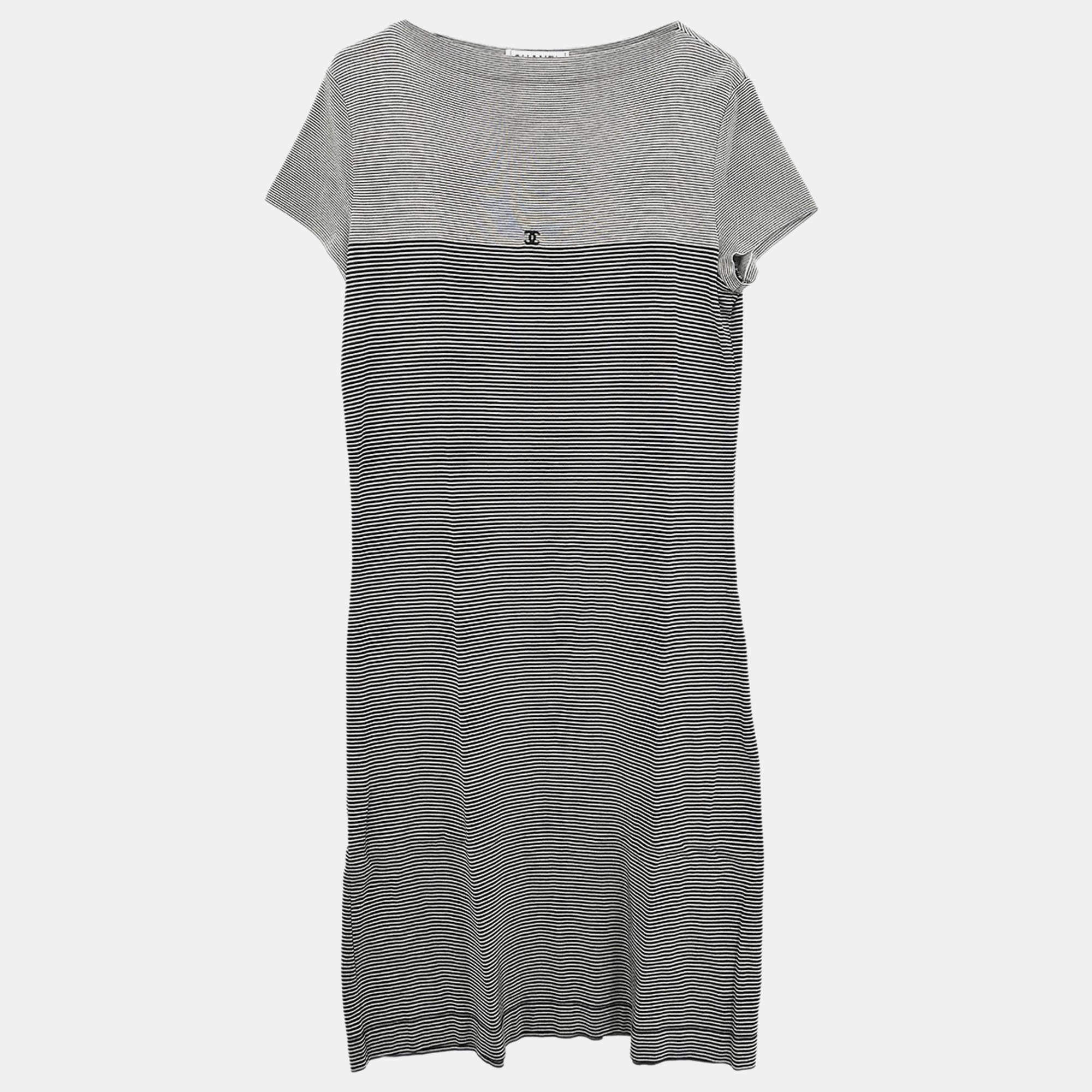 Pre Owned Chanel Dress Black White 97C FR 42
