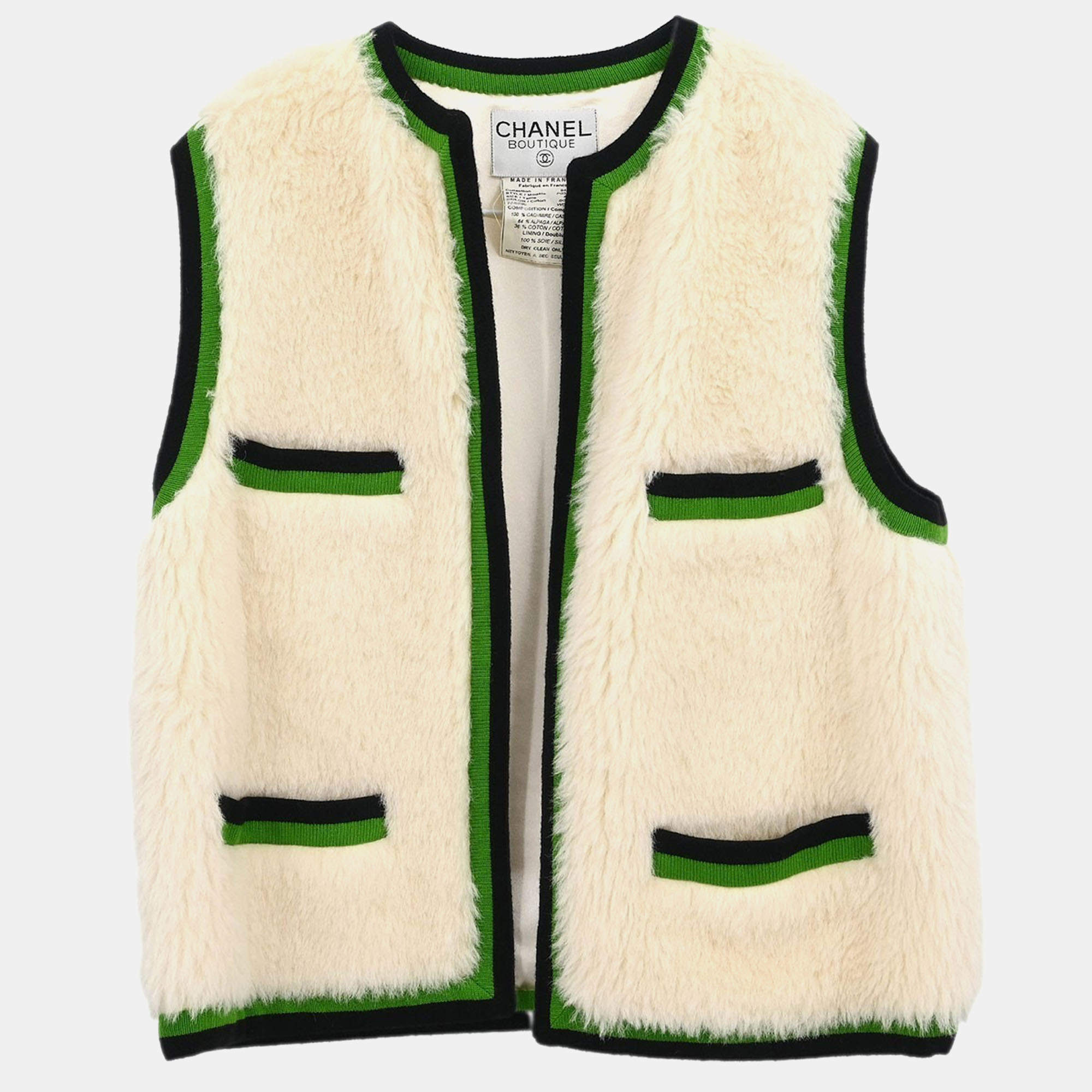 Pre Owned Chanel Sleeveless Vest Jacket White 94A #40