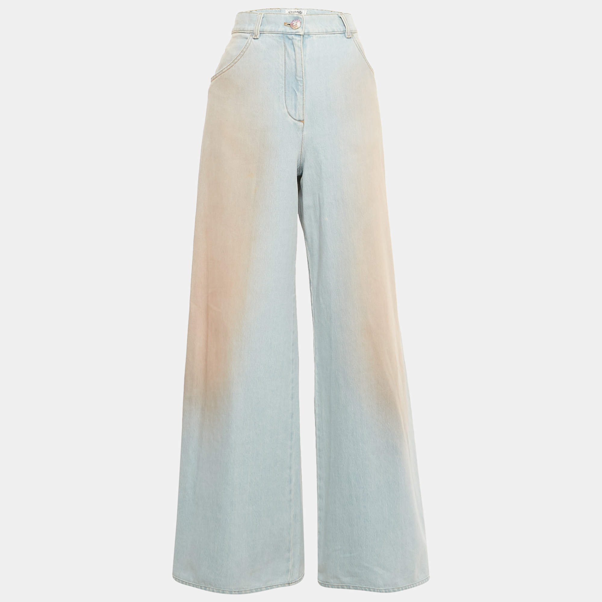 Pre Owned Chanel Blue Denim Flared Jeans M/Waist 26"