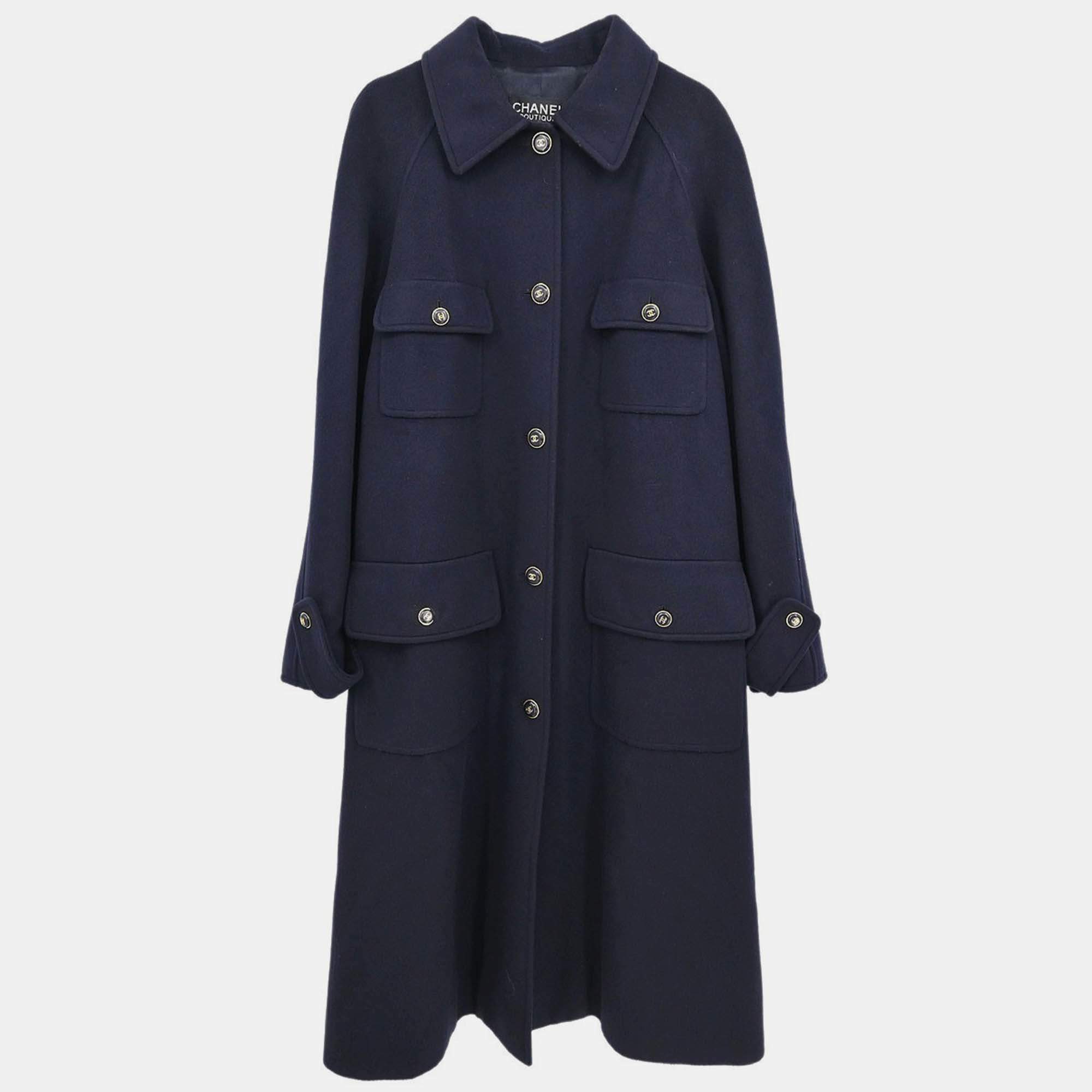 Pre Owned Chanel Coat Black FR 40