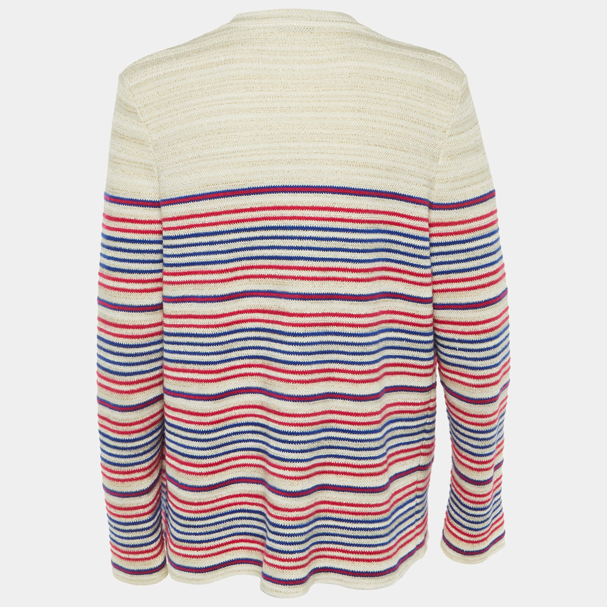 Chanel Multicolor Cotton Knit Ribbon Detail Sweater Top M