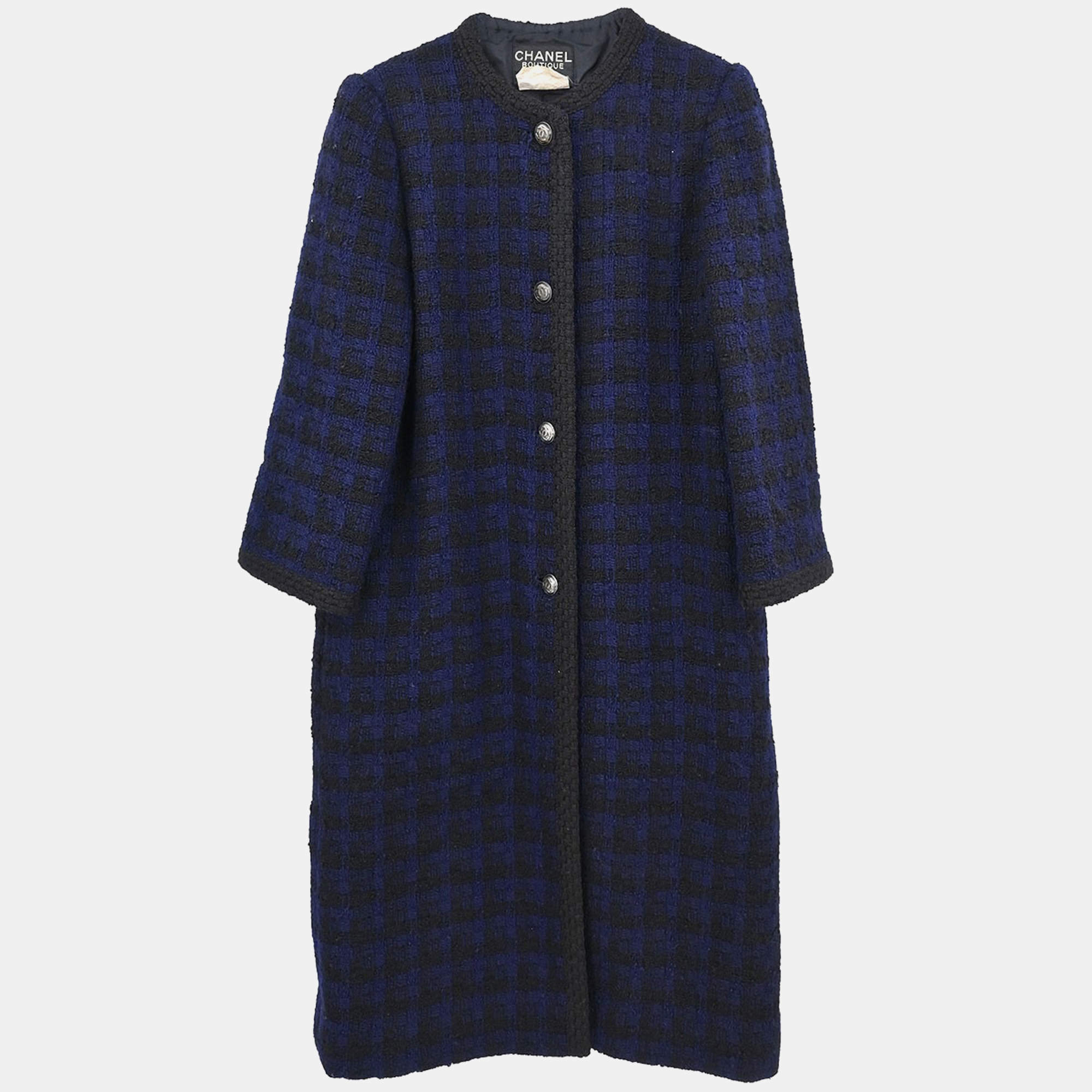 Pre Owned Chanel Single Breasted Jacket Navy #38