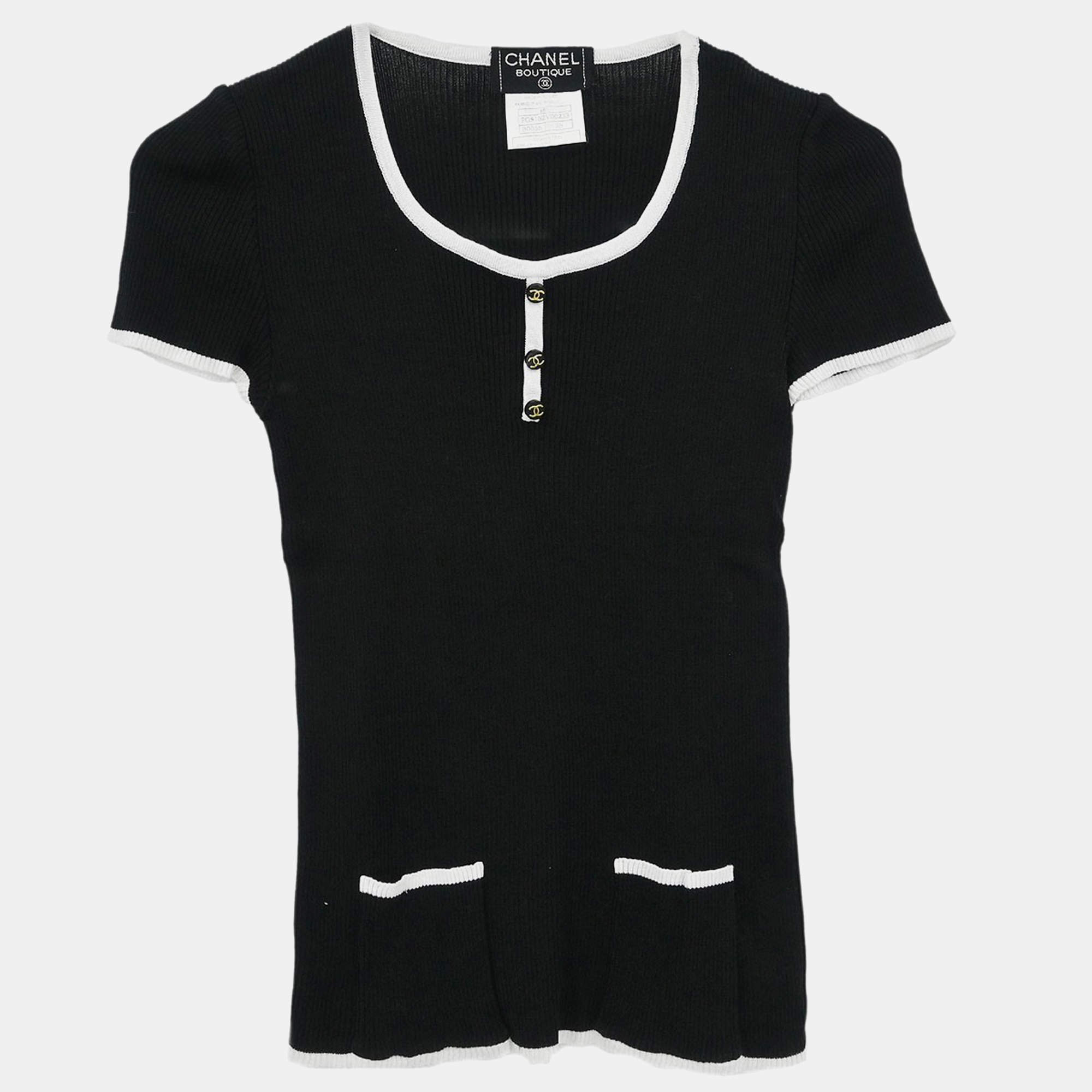 Pre Owned Chanel Short Sleeve Top Black #36