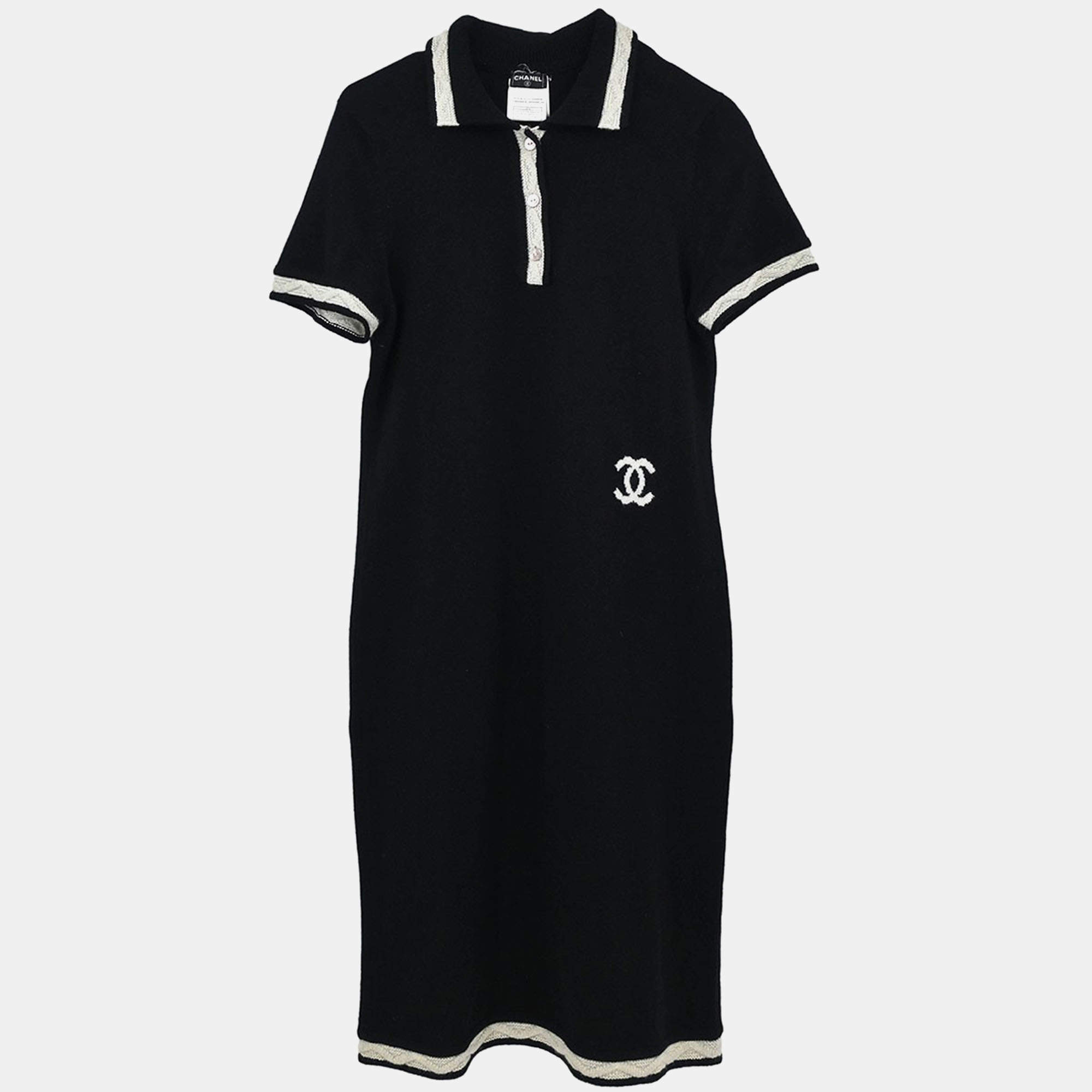 Pre Owned Chanel Short Sleeve Dress Black #40