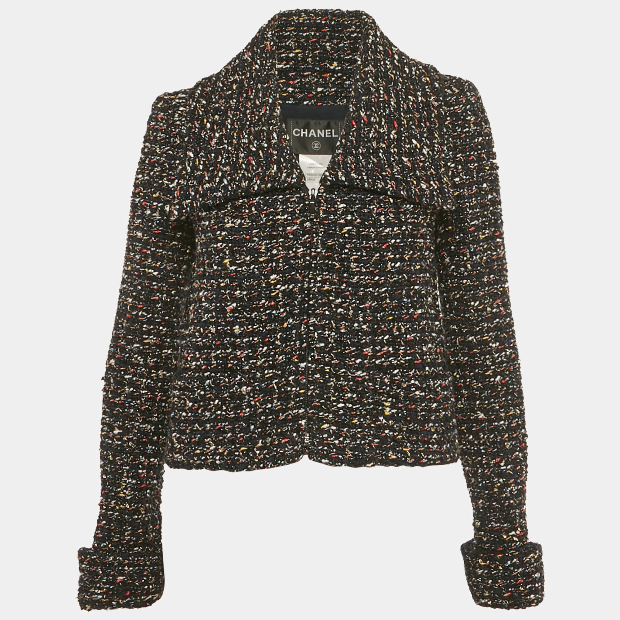 مملوكة مسبقًا Chanel Multicolor Lurex Tweed Zip UP Jacket M