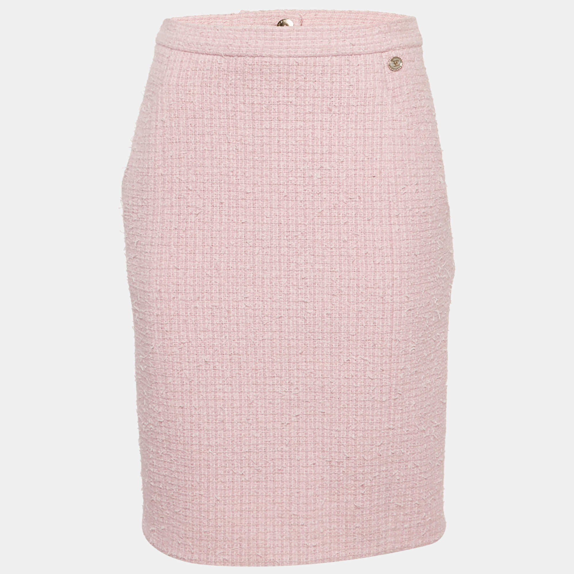 مملوكة مسبقًا Chanel Pink Tweed Straight Mini Skirt M