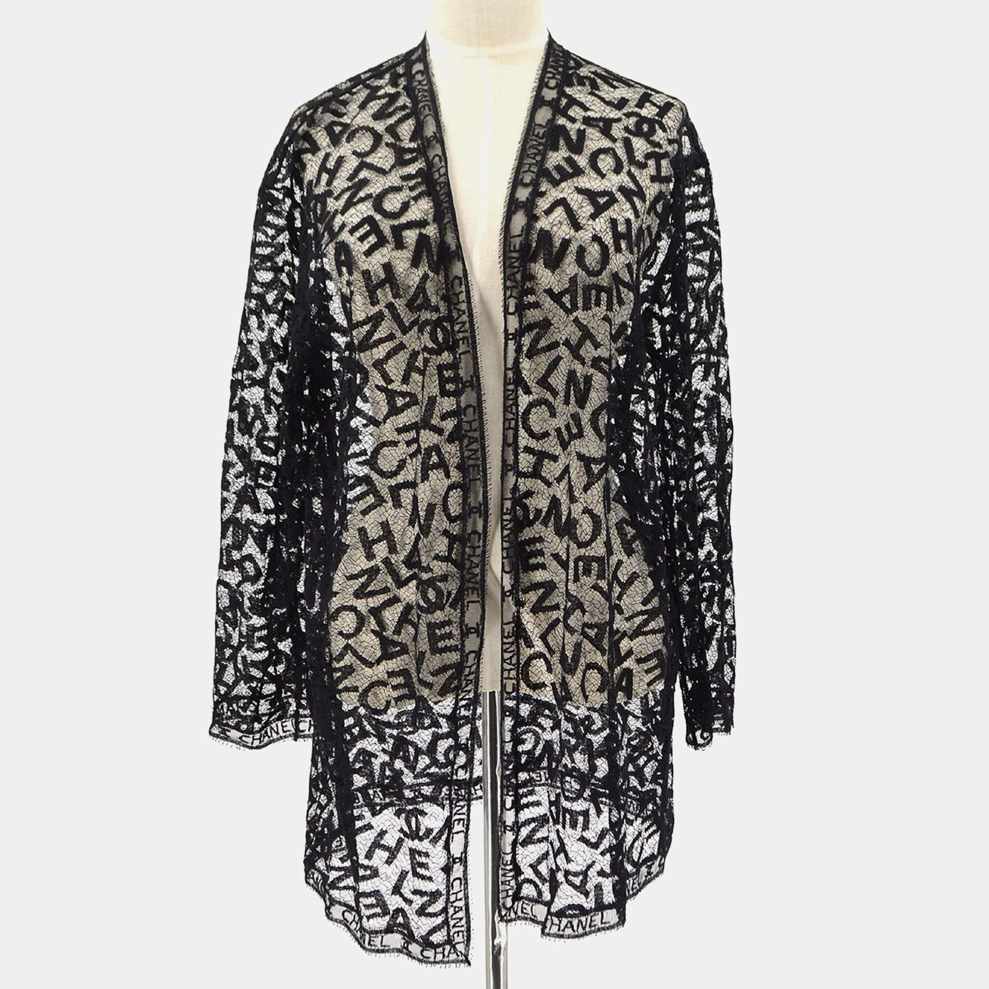Pre Owned Chanel Lace Cardigan Black 98A #40