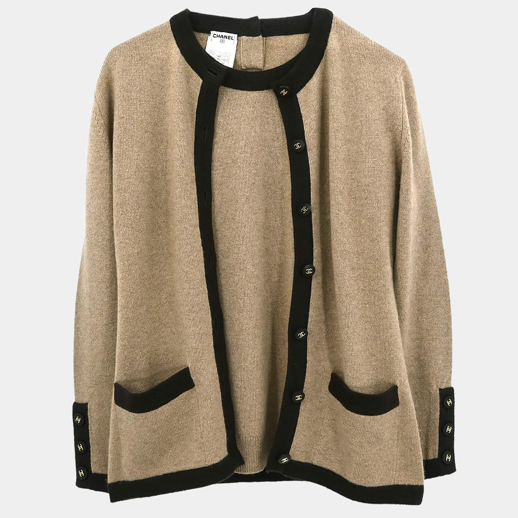 مملوكة مسبقًا Chanel Ensemble Cardigan Short Sleeve Top Beige 96A #36