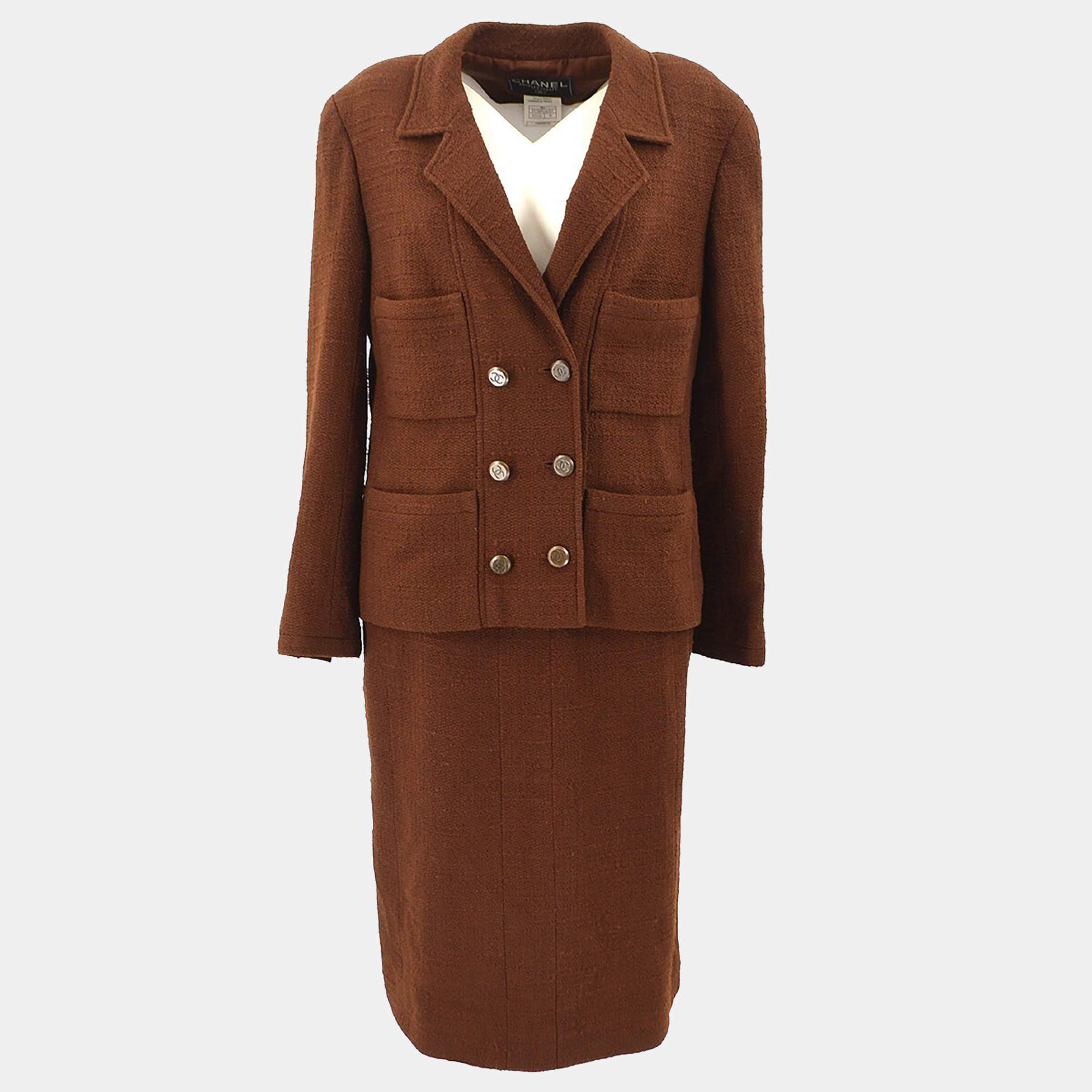 مملوكة مسبقًا Chanel Setup Suit Jacket Skirt Brown 98A F 38