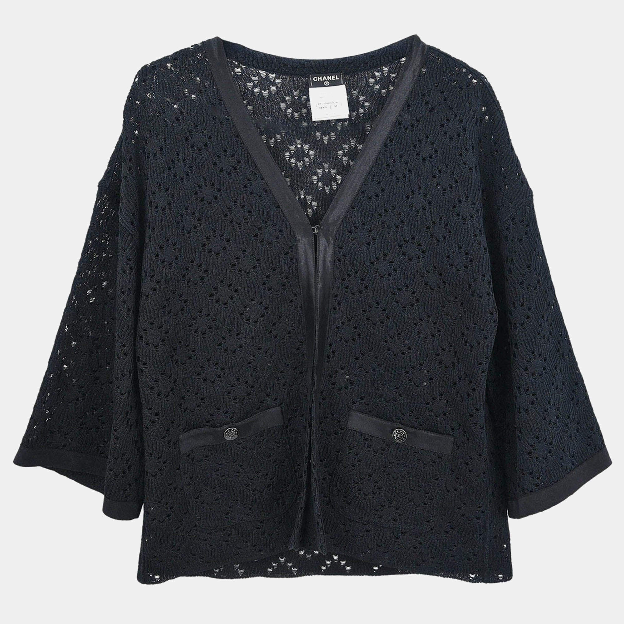 Pre Owned Chanel Cardigan Black F 34