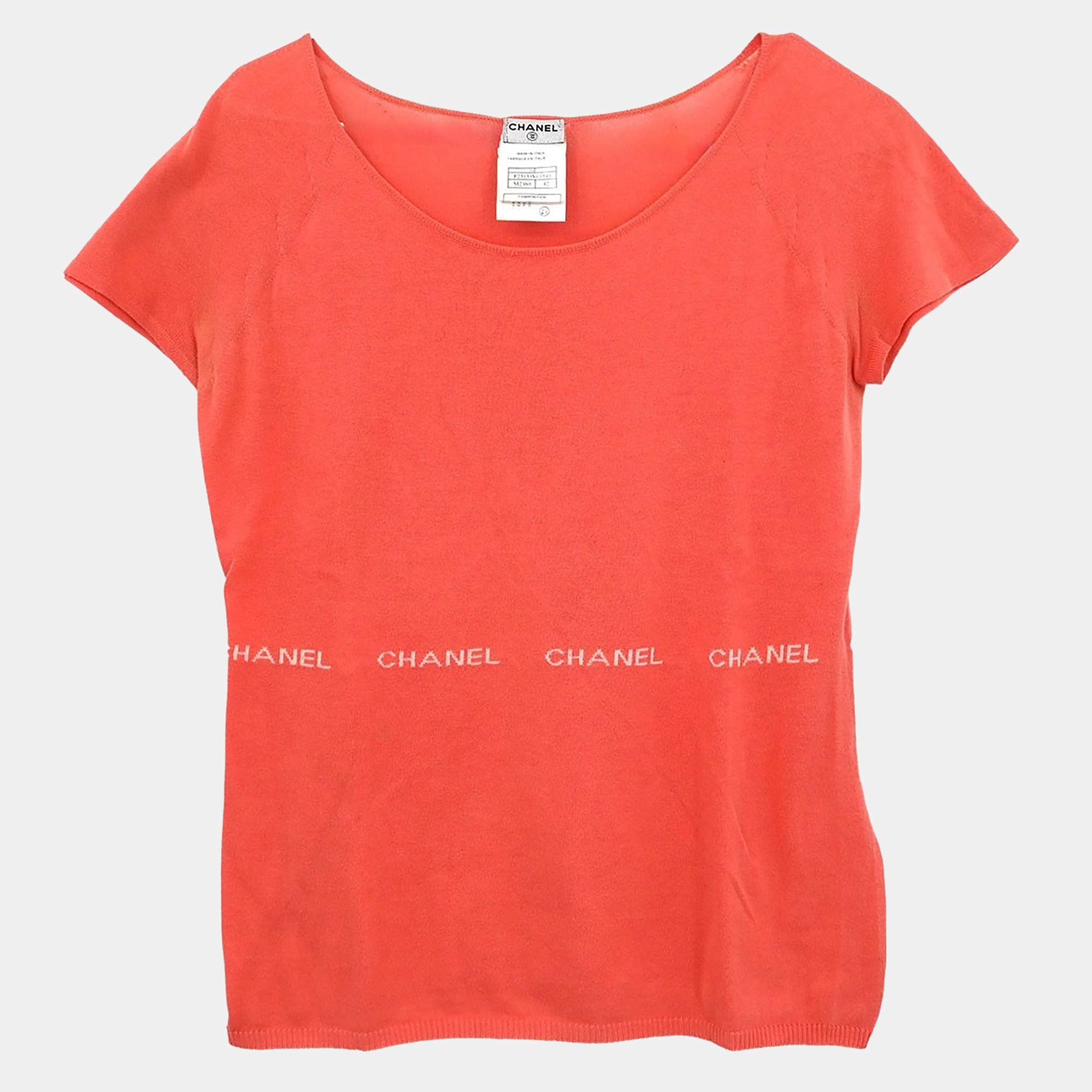 Pre Owned Chanel T-shirt Top Salmon Pink M