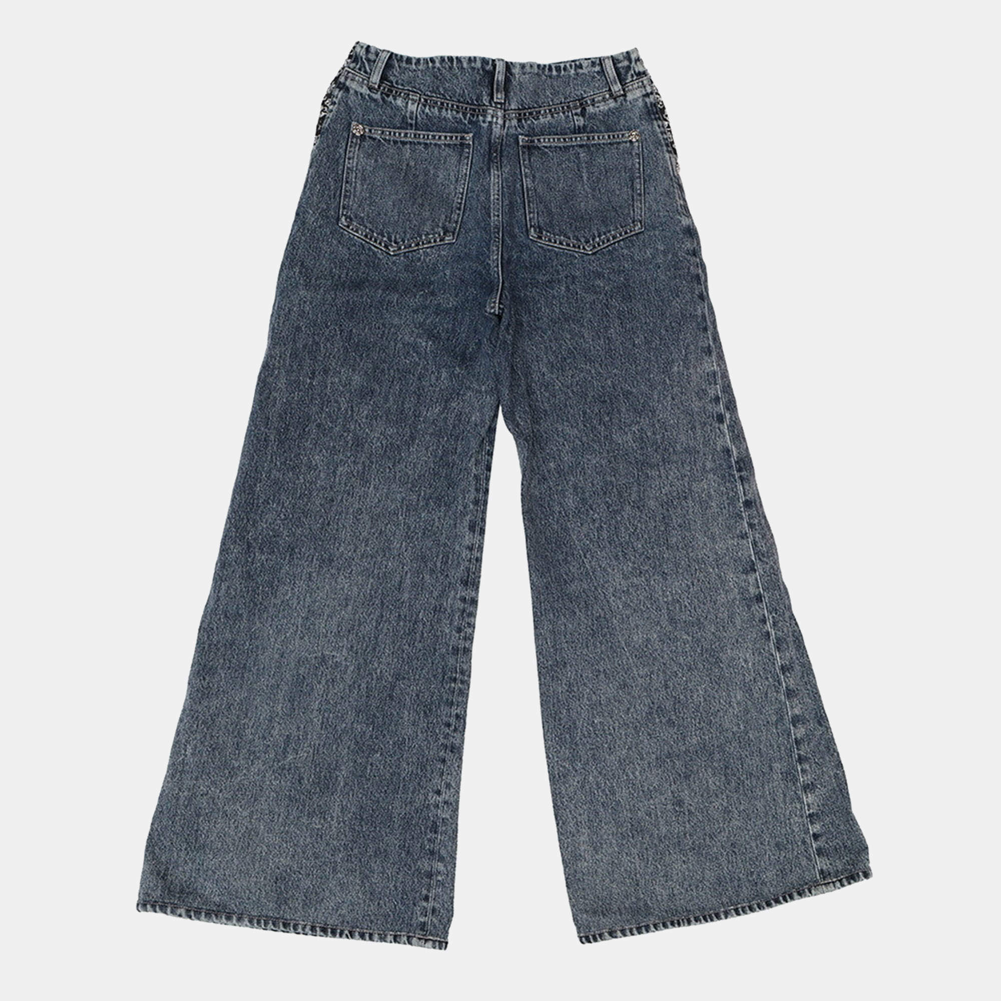 Pre Owned Chanel Denim Print Washed Denim Size 36 Blue Cotton 100%