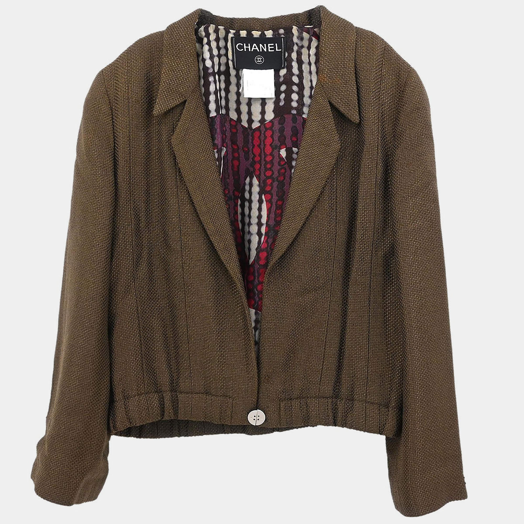 مملوكة مسبقًا Chanel Single Breasted Jacket Brown 99P #34