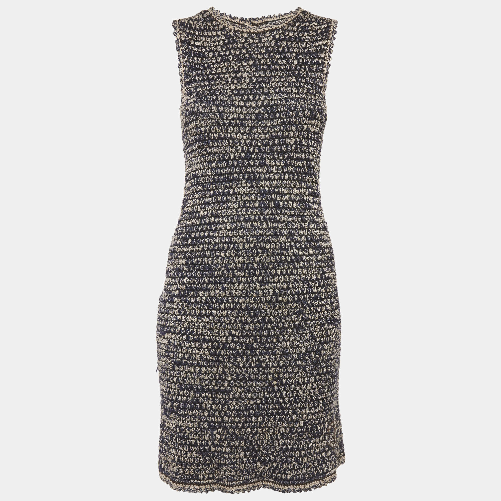 Pre Owned Chanel Blue/Pink Crochet Mini Dress S