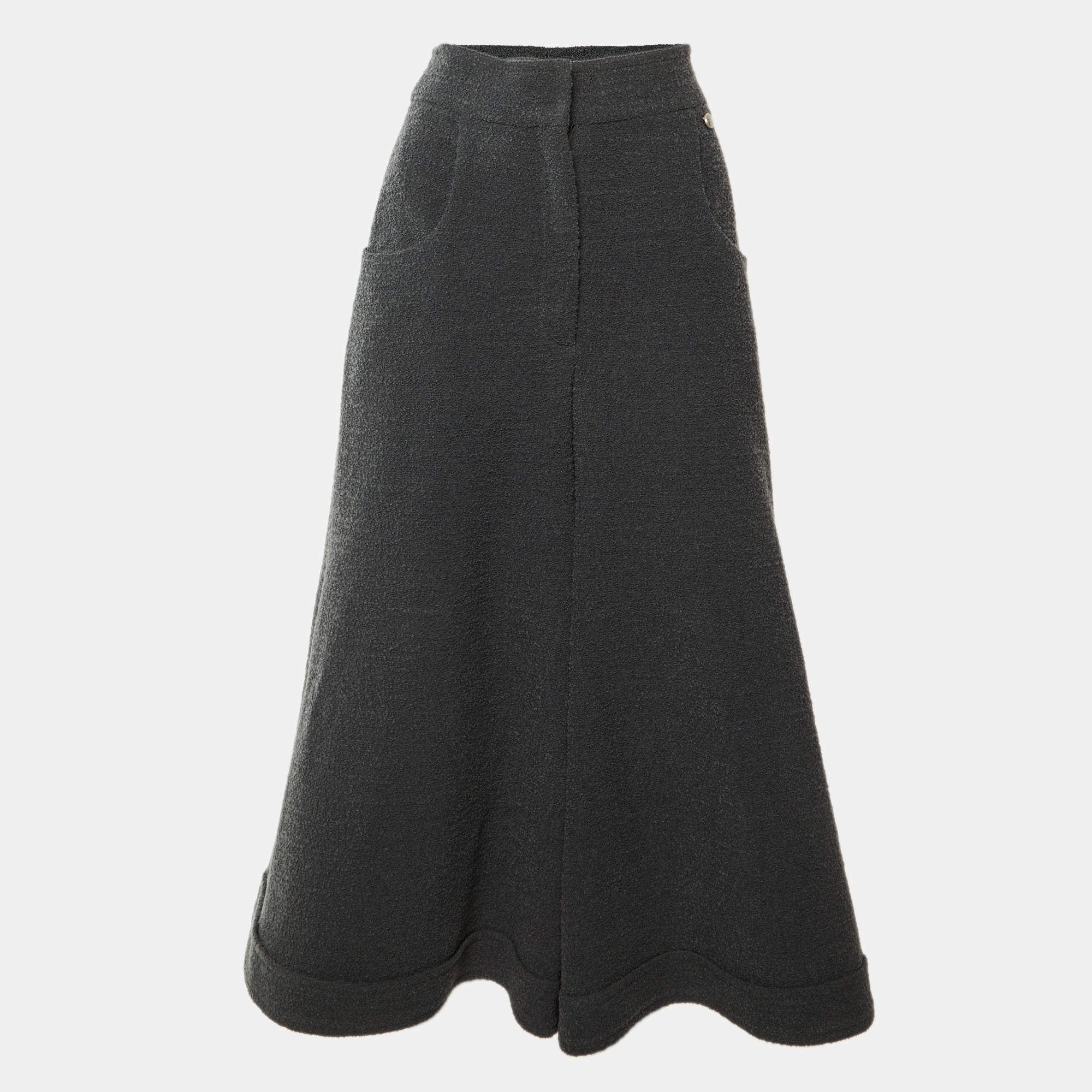 Pre Owned Chanel Grey Wool Wide Leg Culottes M