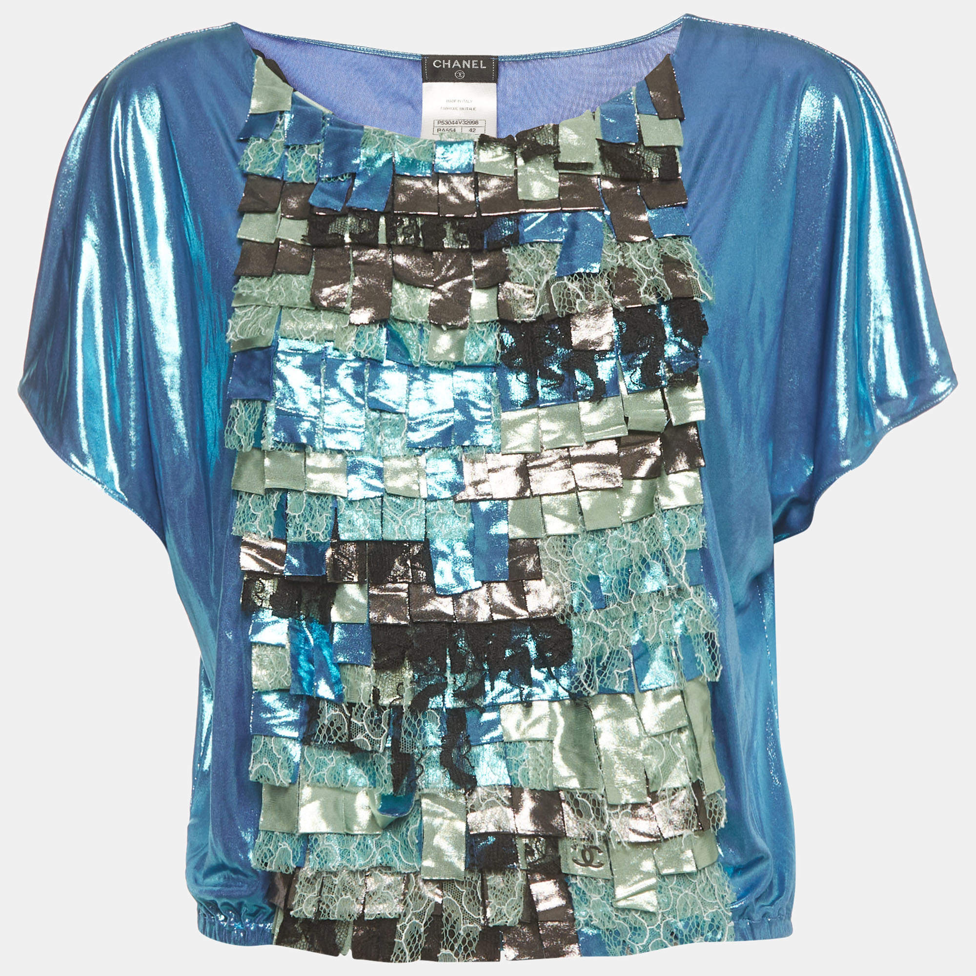 Chanel White CC Embroidered Mesh Sheer T-Shirt L Chanel | TLC