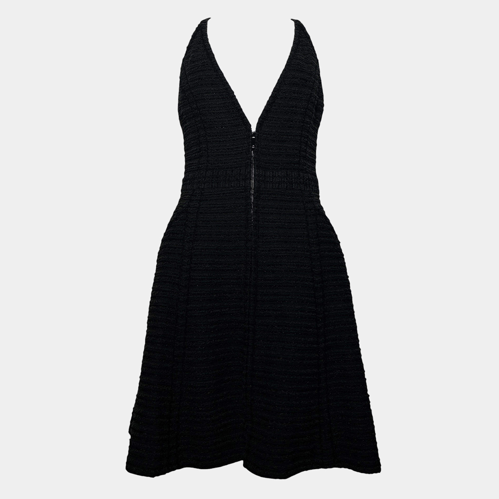 Pre Owned Chanel Black Tweed Dress FR 36
