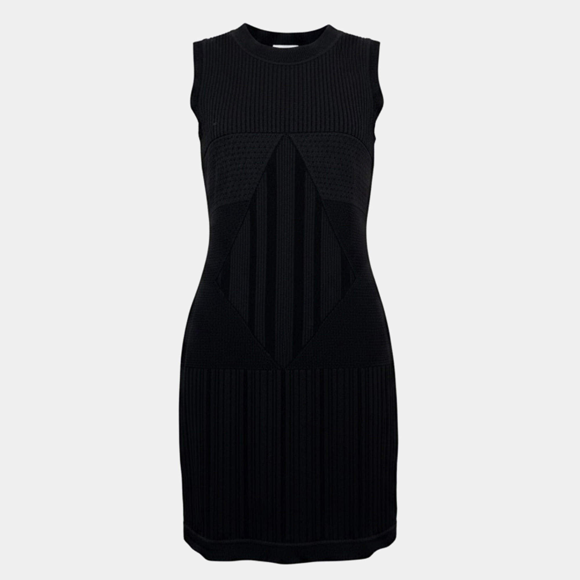 Pre Owned Chanel Black Knit Dress S