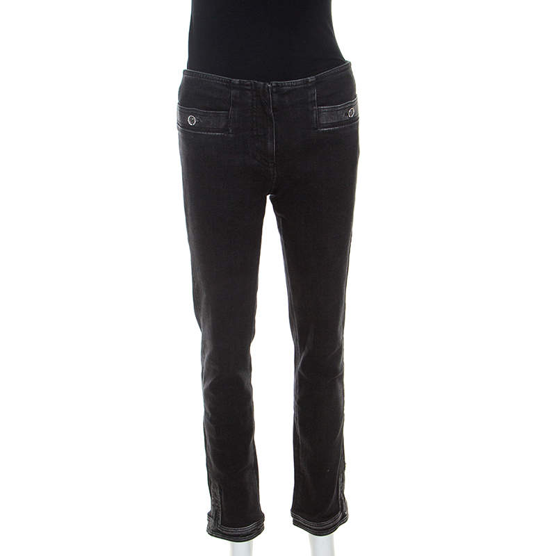 Chanel Black Stretch Cotton Denim Straight Fit Jeans M