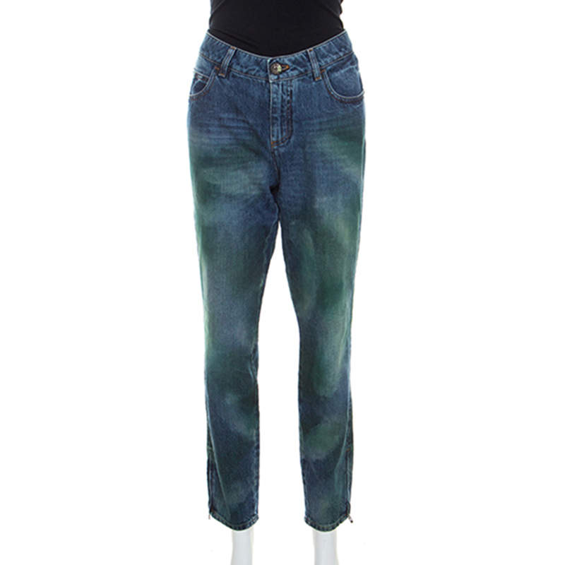 Chanel Multicolor Painted Effect Straight Fit Jeans L