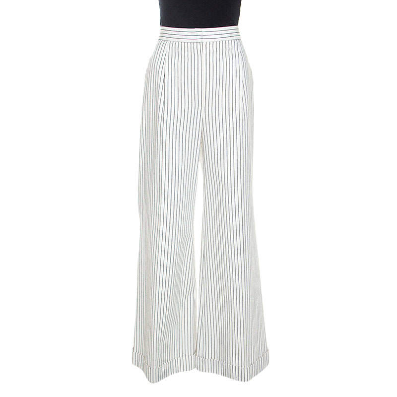 white cotton wide leg trousers