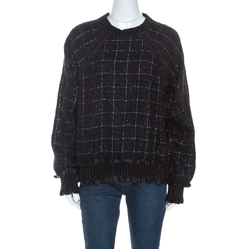 Chanel Black Checked Fantasy Tweed Sweater M