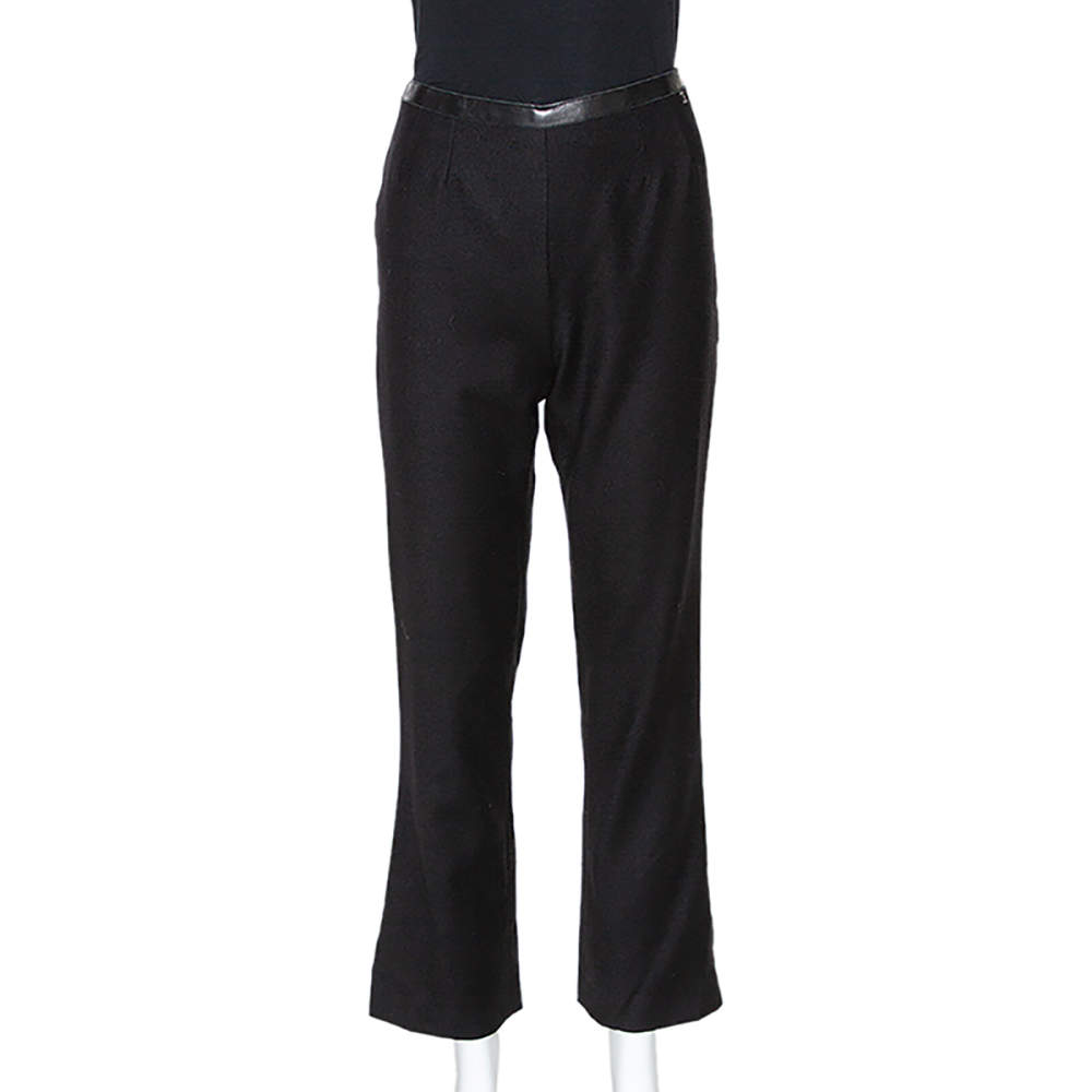 Chanel Black Cashmere Straight Leg Trousers S