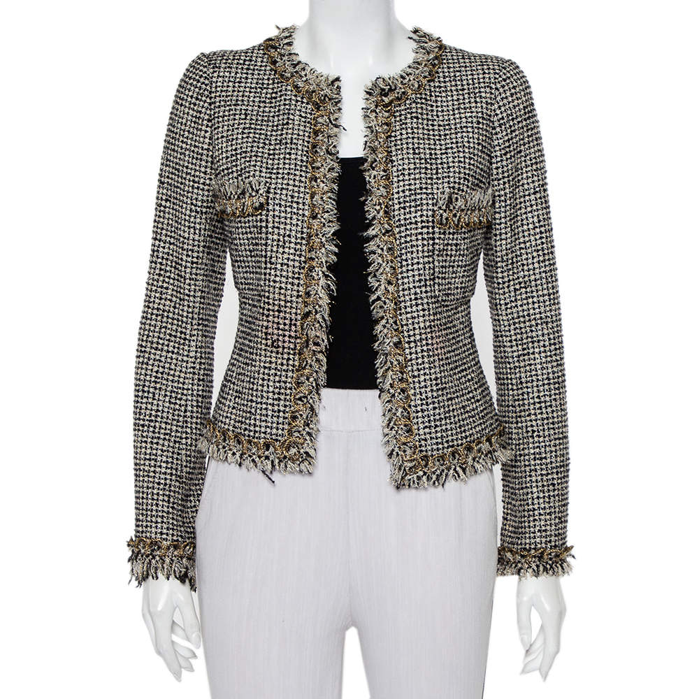 Chanel Monochrome Lurex Tweed Hook Front Jacket S Chanel | The Luxury ...