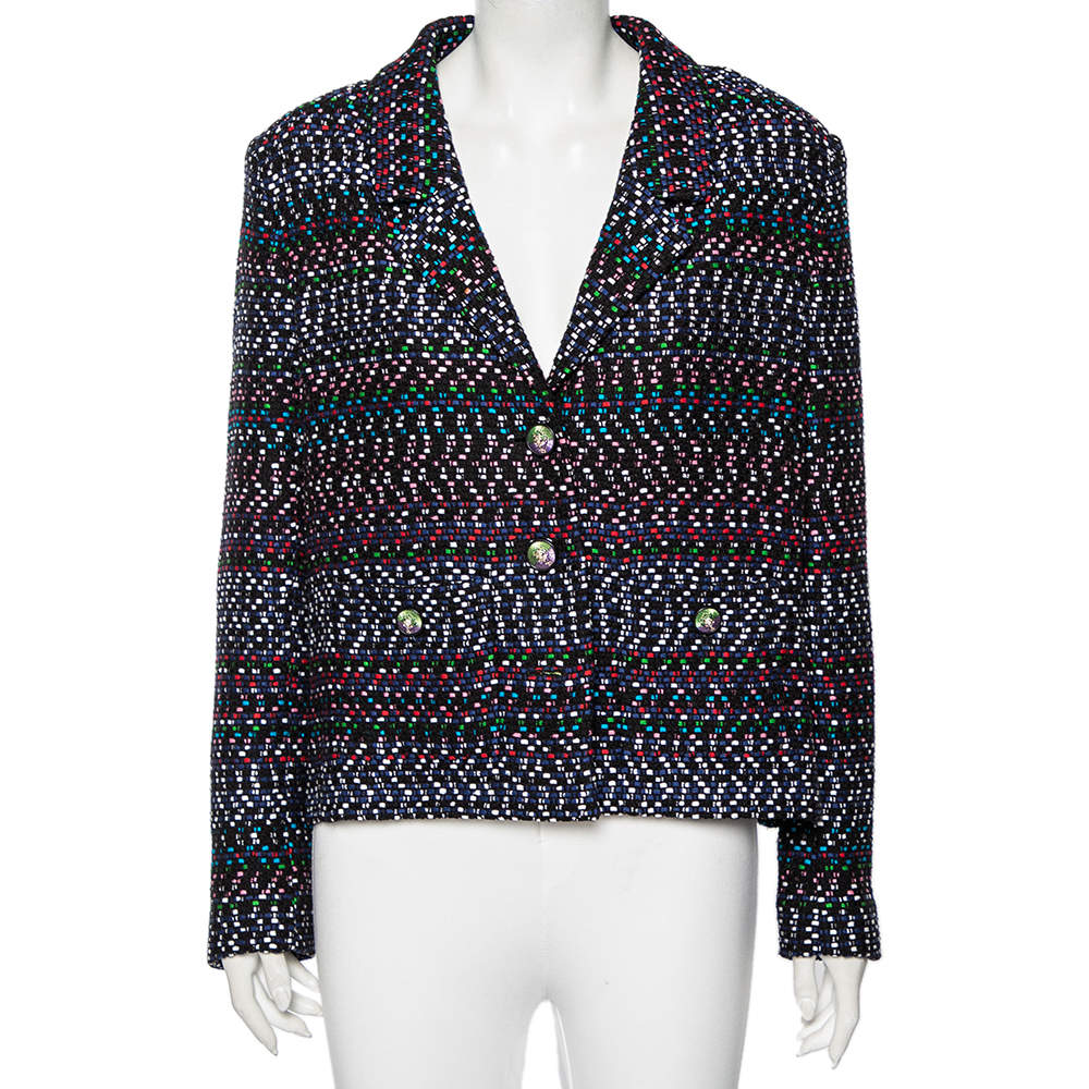 Pre Owned Chanel Multicolored Tweed Single Breasted Blazer XL