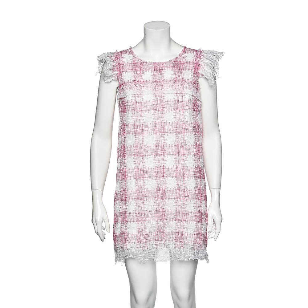 Chanel Pink Patterned Cotton Mesh Dress M