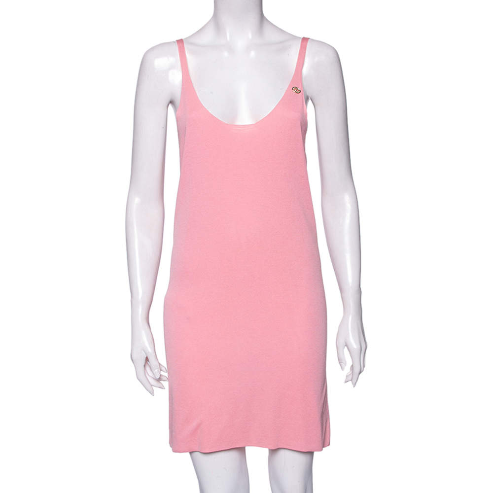 مملوكة مسبقًا فستان شانيل تريكو حرير وردي بلا أكمام مقاس متوسط (ميديوم)