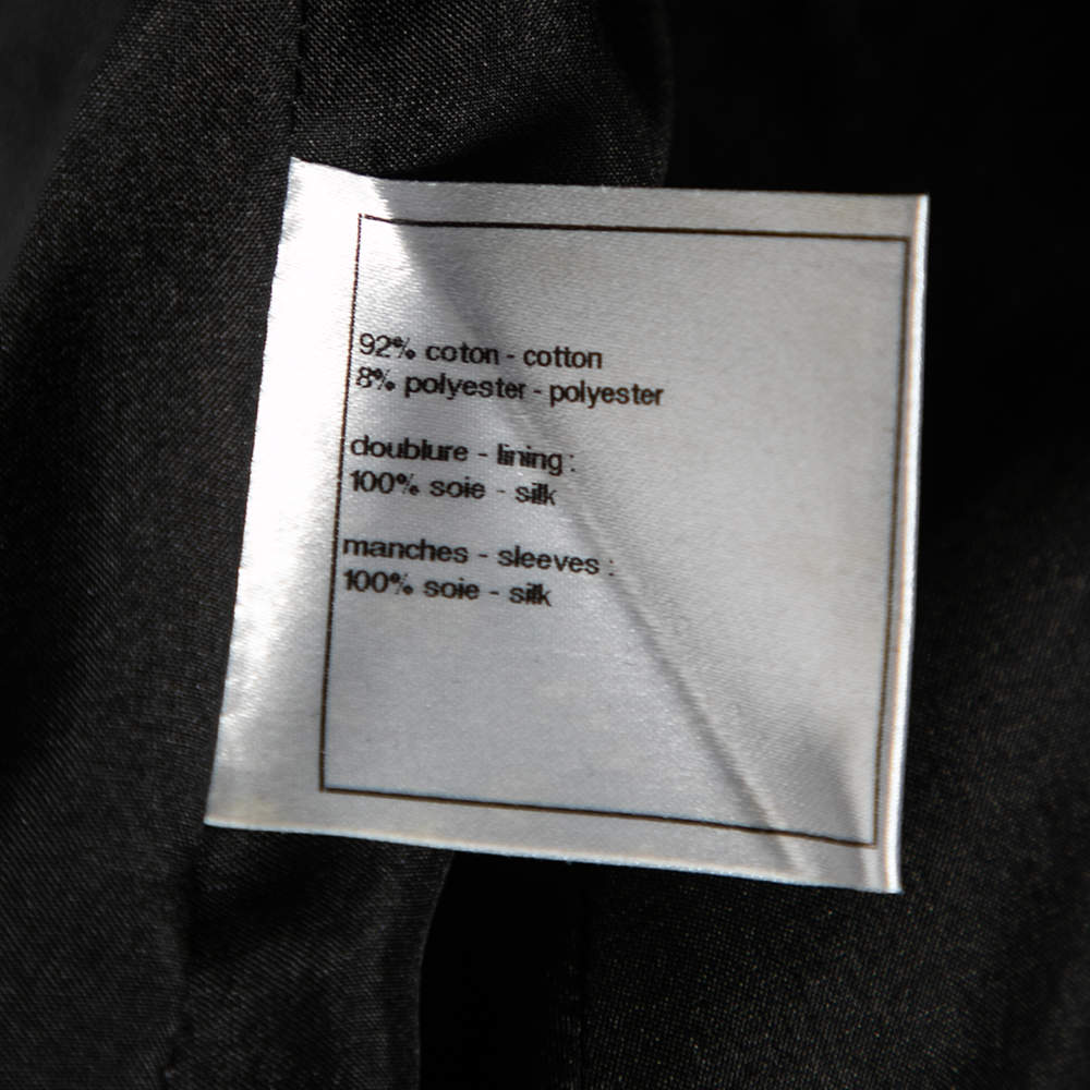 Chanel Black Cotton & Silk Inset Neck Tie Detailed Dress M Chanel