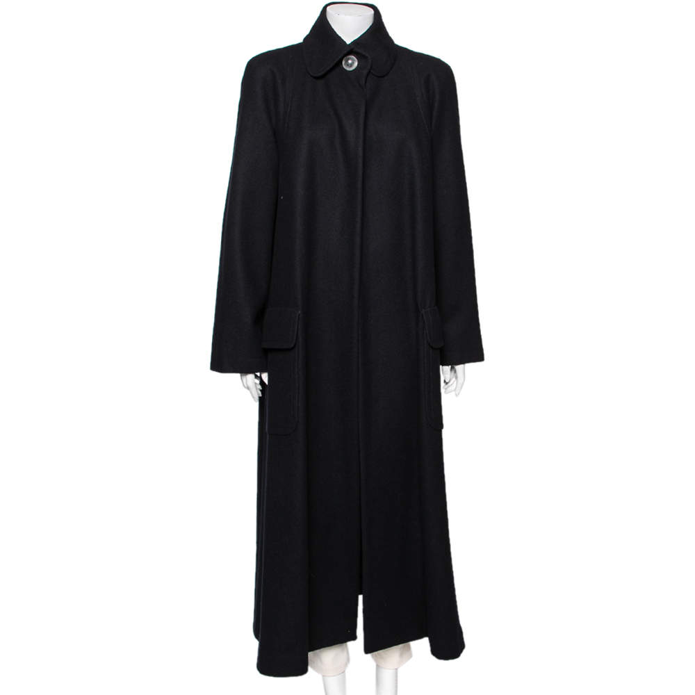 Chanel Black Wool Open Front Overcoat M Chanel | The Luxury Closet