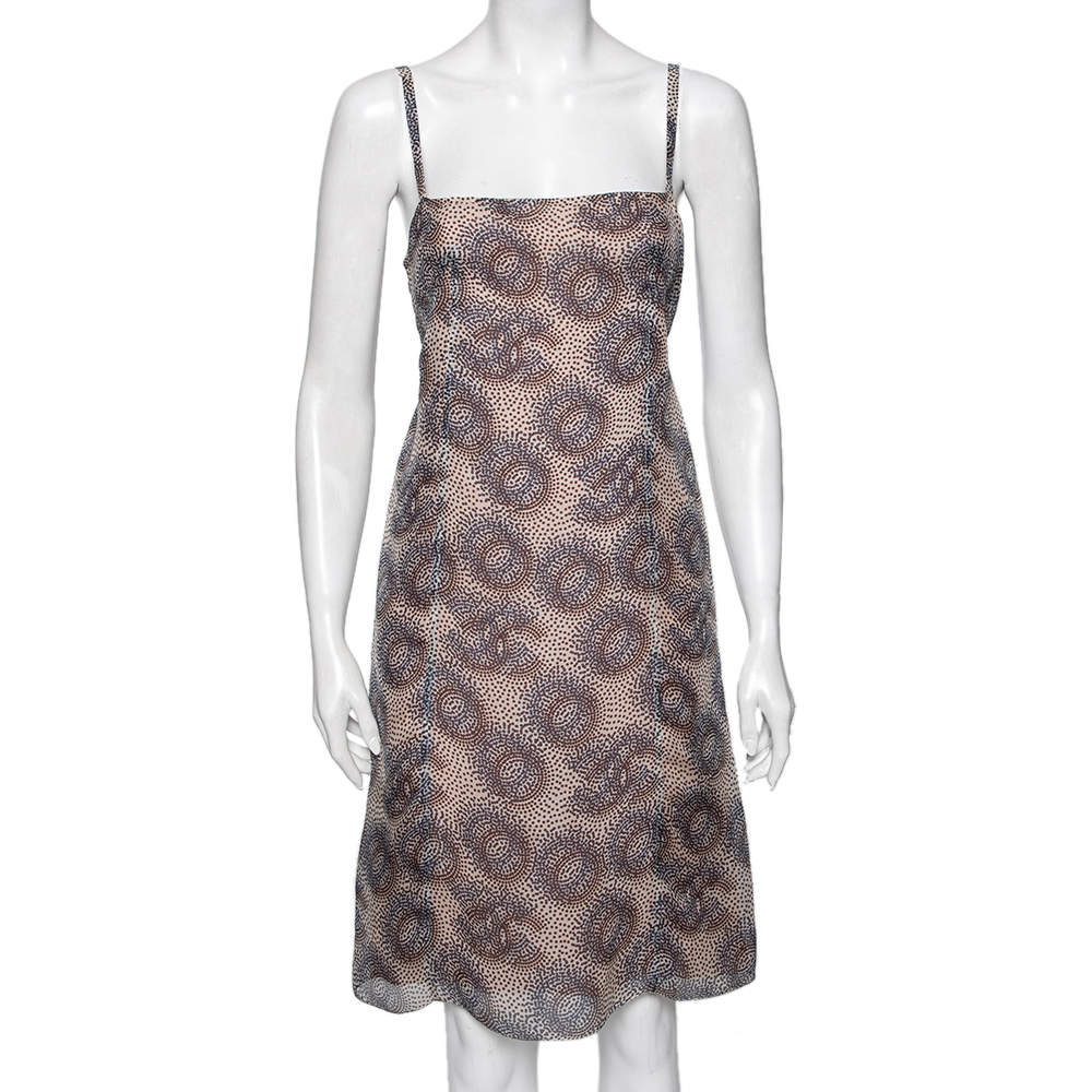 مملوكة مسبقًا Chanel Multicolor CC Printed Silk Sleeveless Mini Dress M